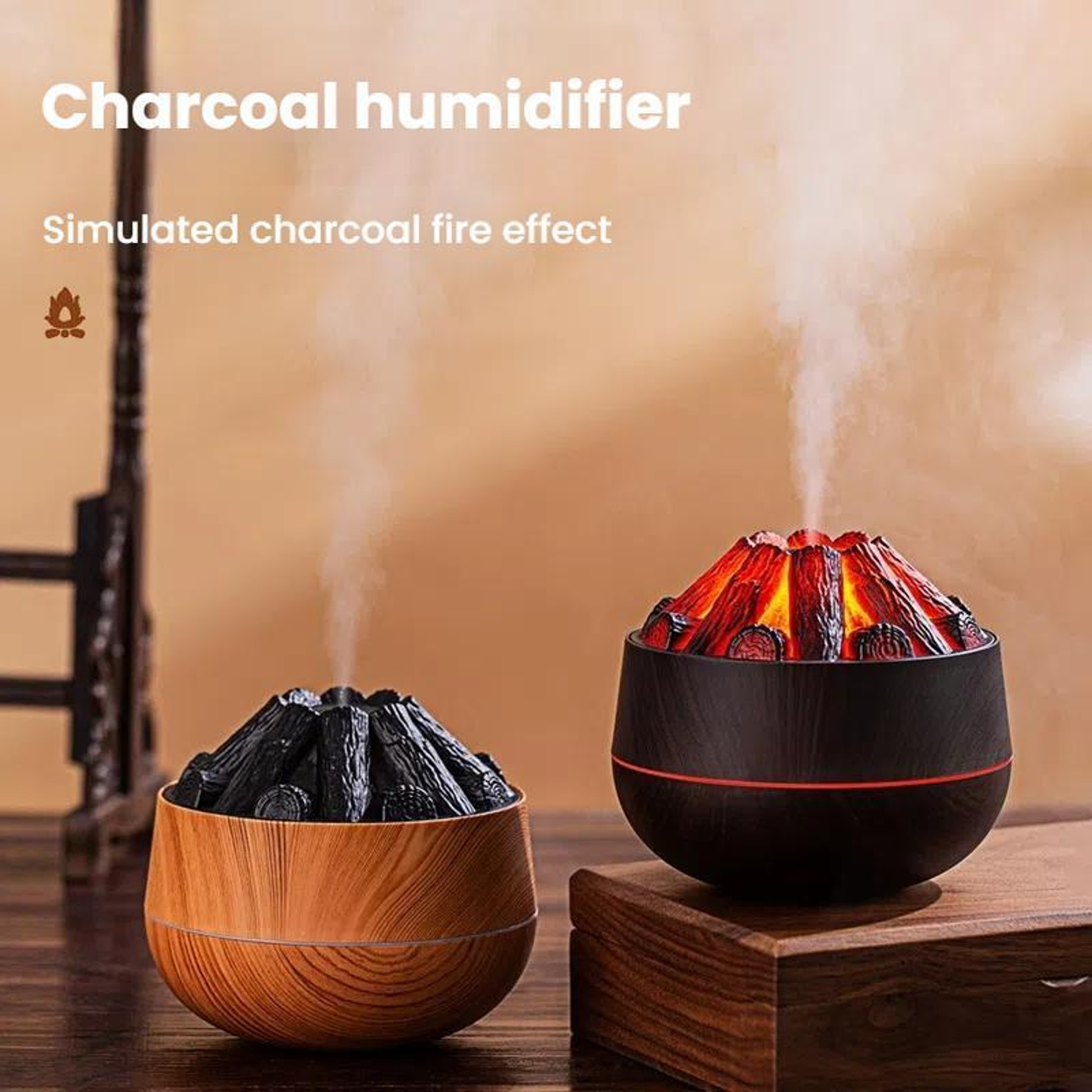 USB Flame Humidifier With Ambient Night Light  Cool Mist 1