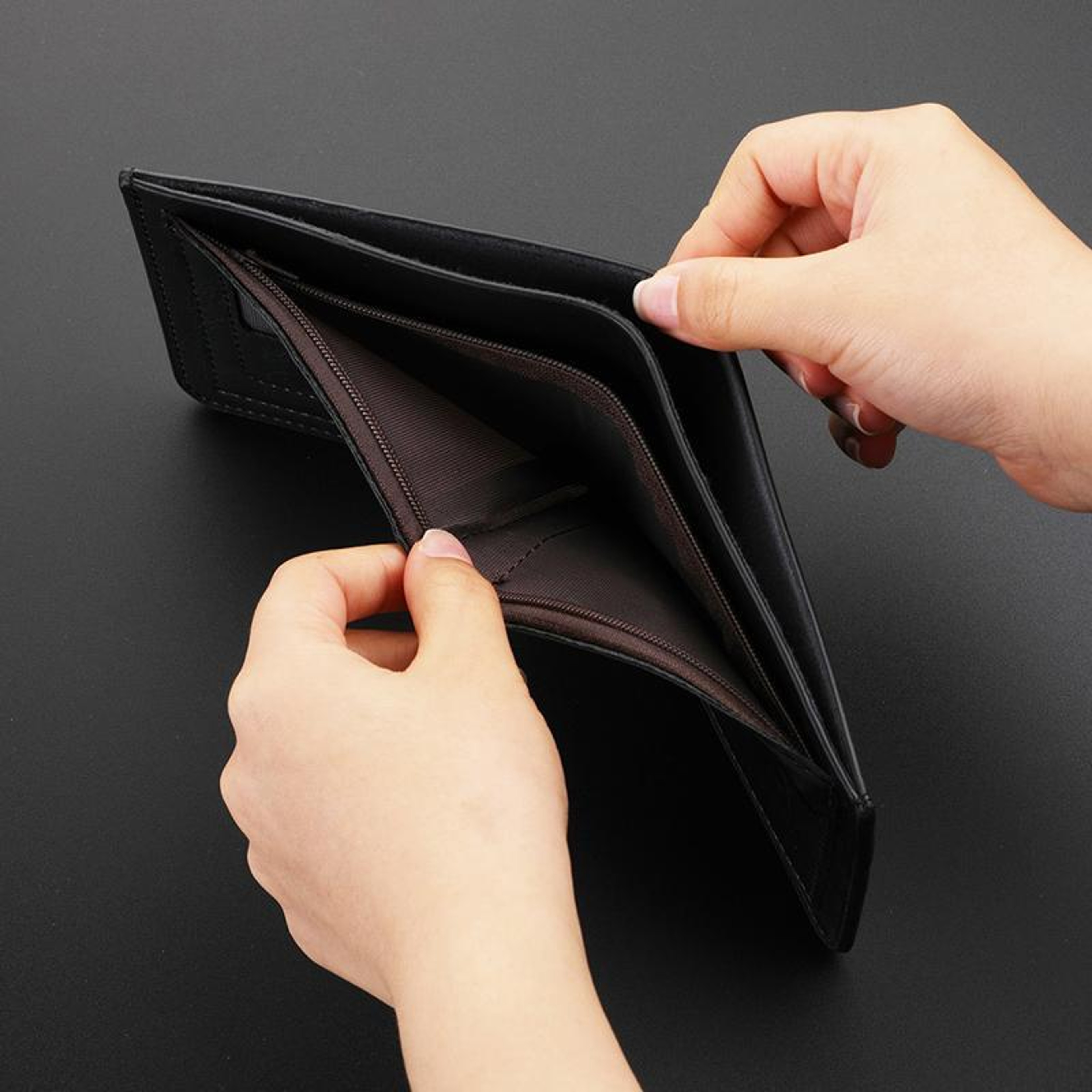 Vintage PU Leather Bifold Wallet For Men With ID Window Card Holder  Zipper Coin Pocket 7