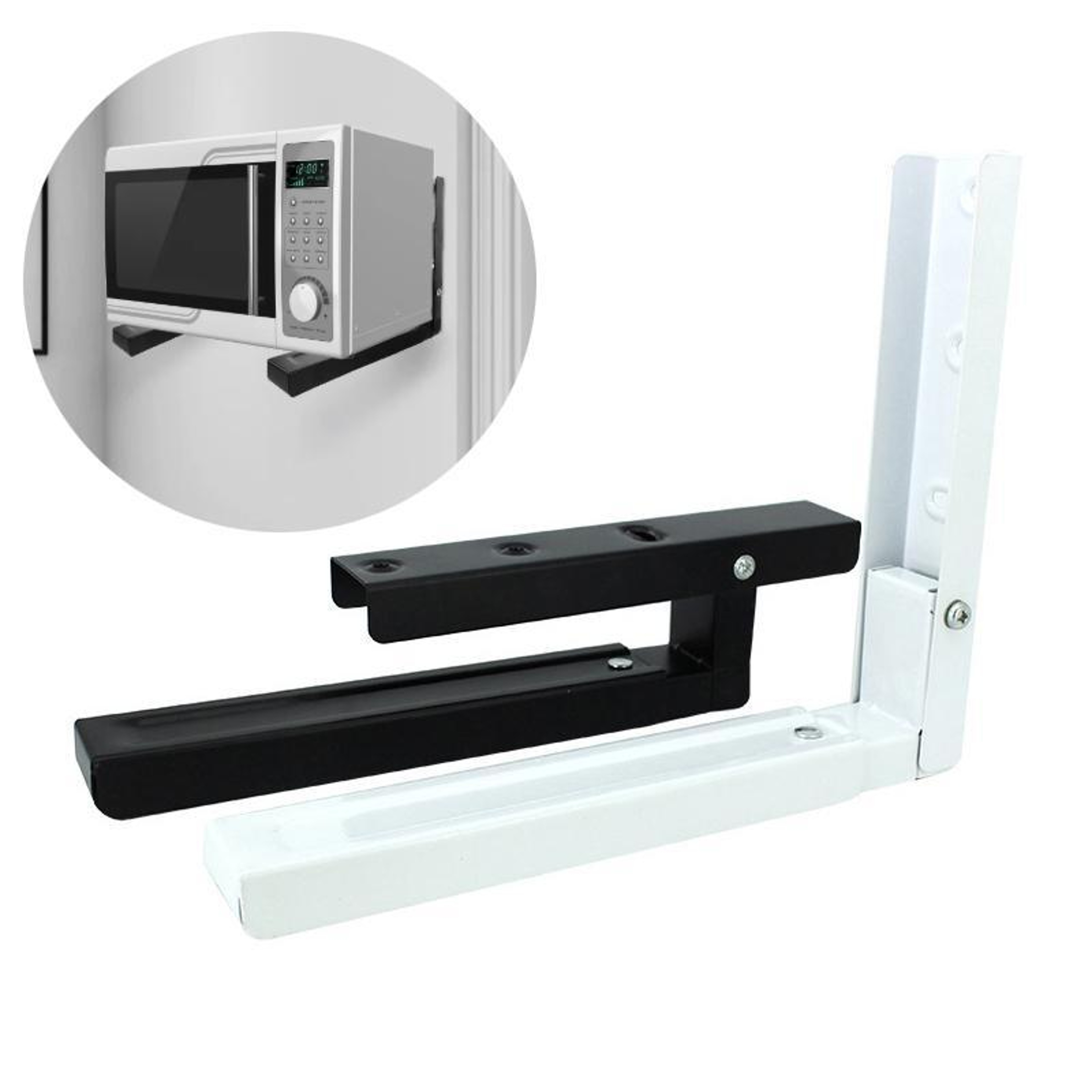 Adjustable Foldable Microwave Wall Mount Brackets Heavy Duty Carbon Steel Shelf Set 0