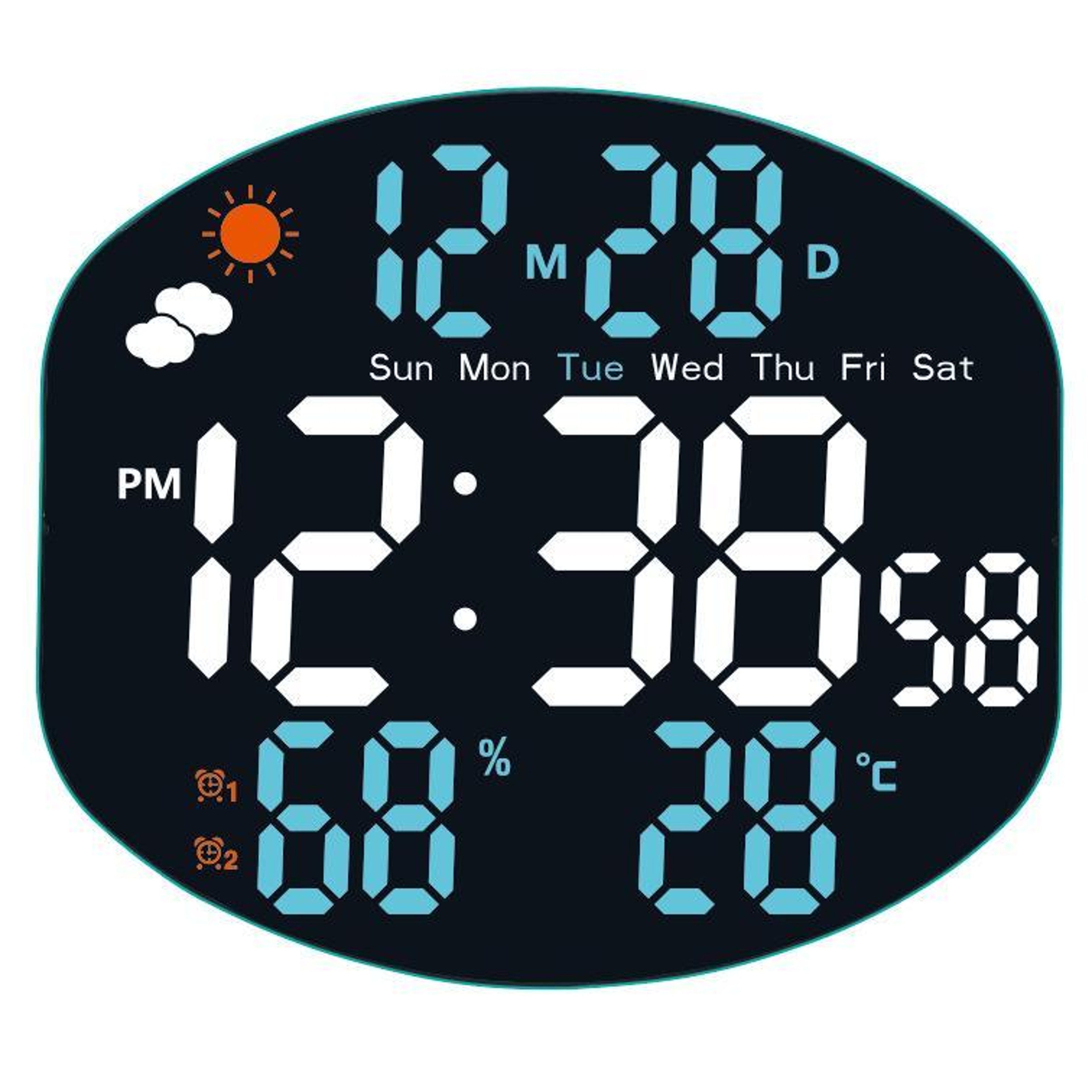 Smart LED Weather Station Clock With Remote Control Dual Alarms  Indoor Temperature Monitor 8