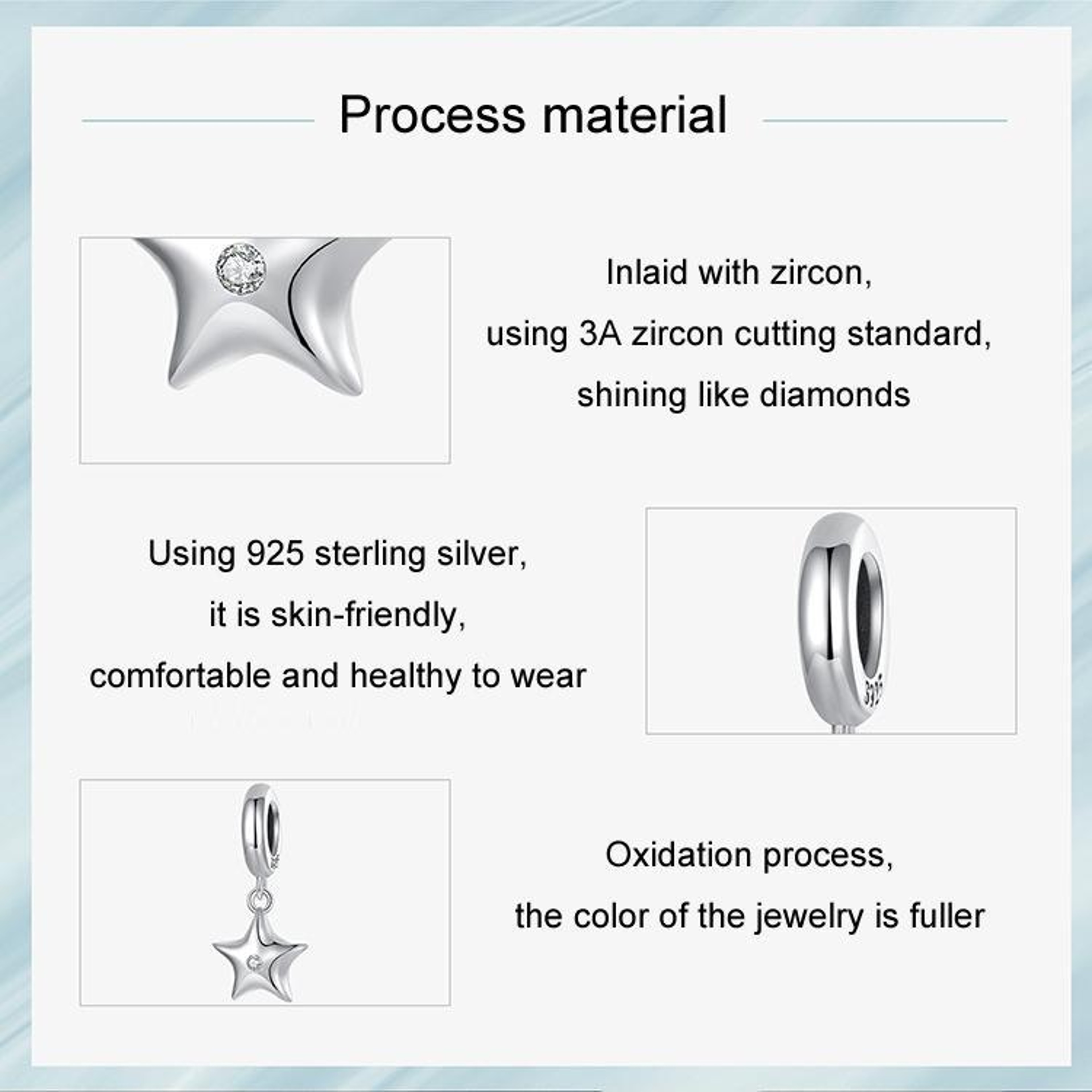 Celestial Star Sparkle Sterling Silver DIY Charm Bead For Bracelet Making 4