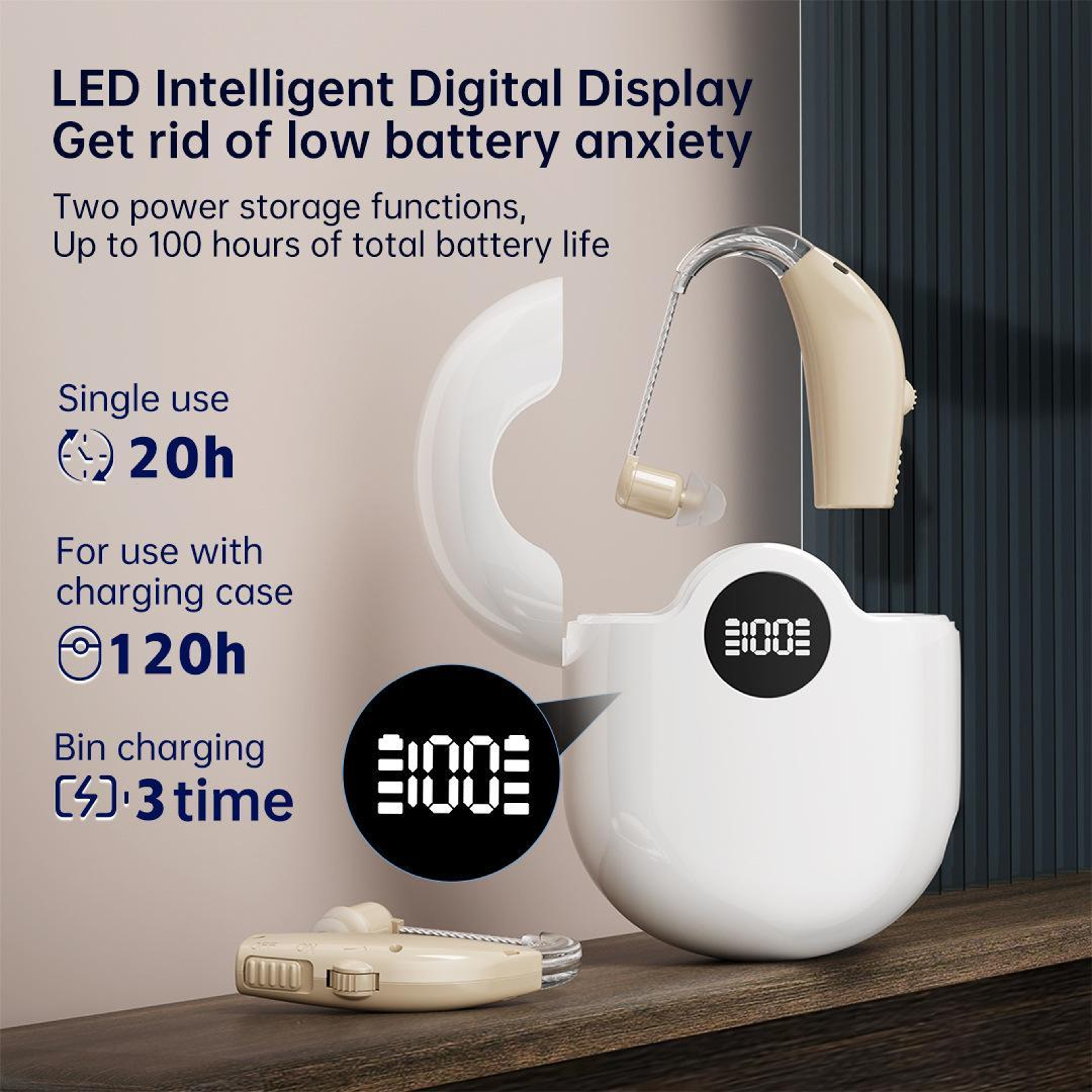 Rechargeable Hearing Aid For Seniors With Digital Display  Noise Cancellation 3