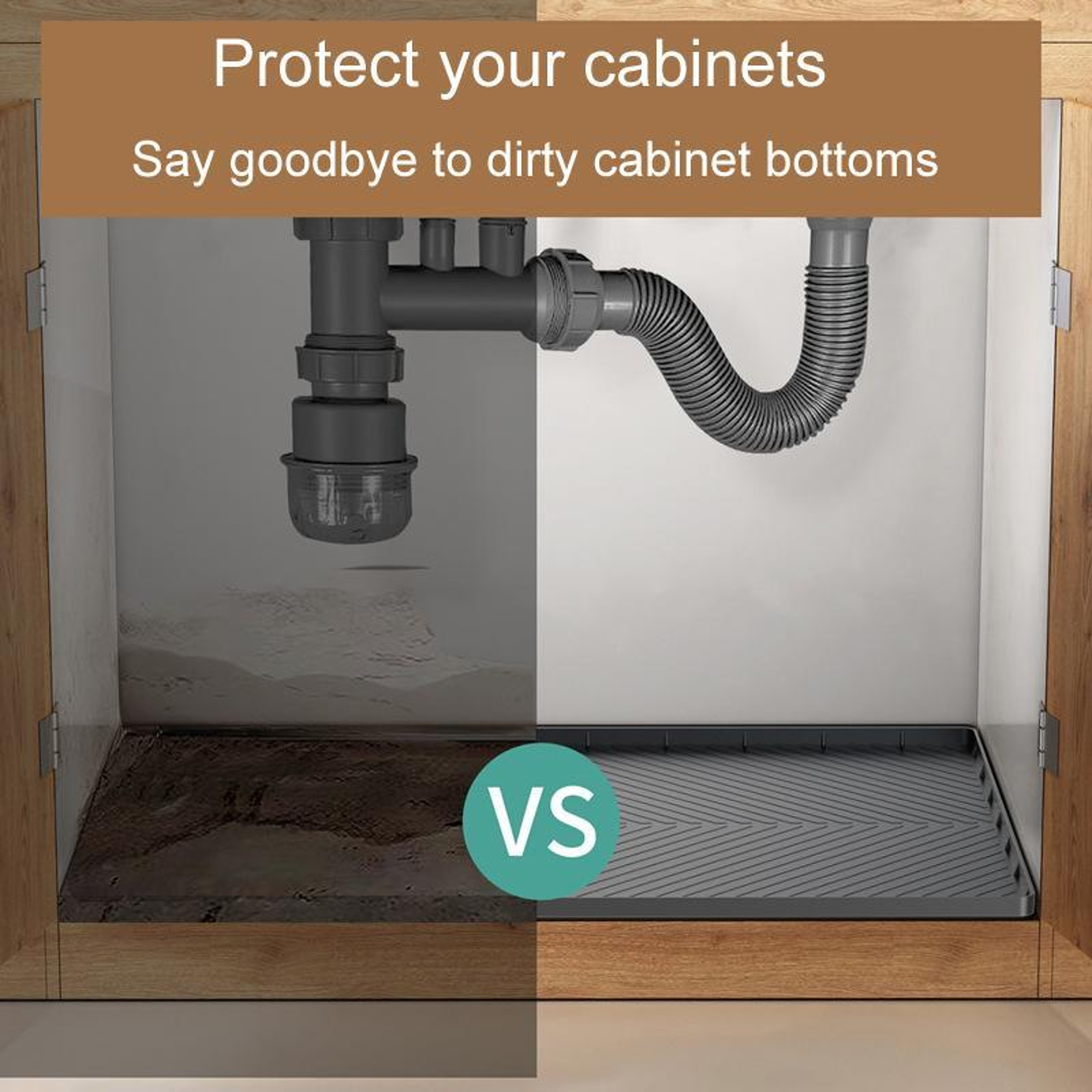 Silicone Under Sink Cabinet Mat LeakProof Waterproof Cabinet Protector 4