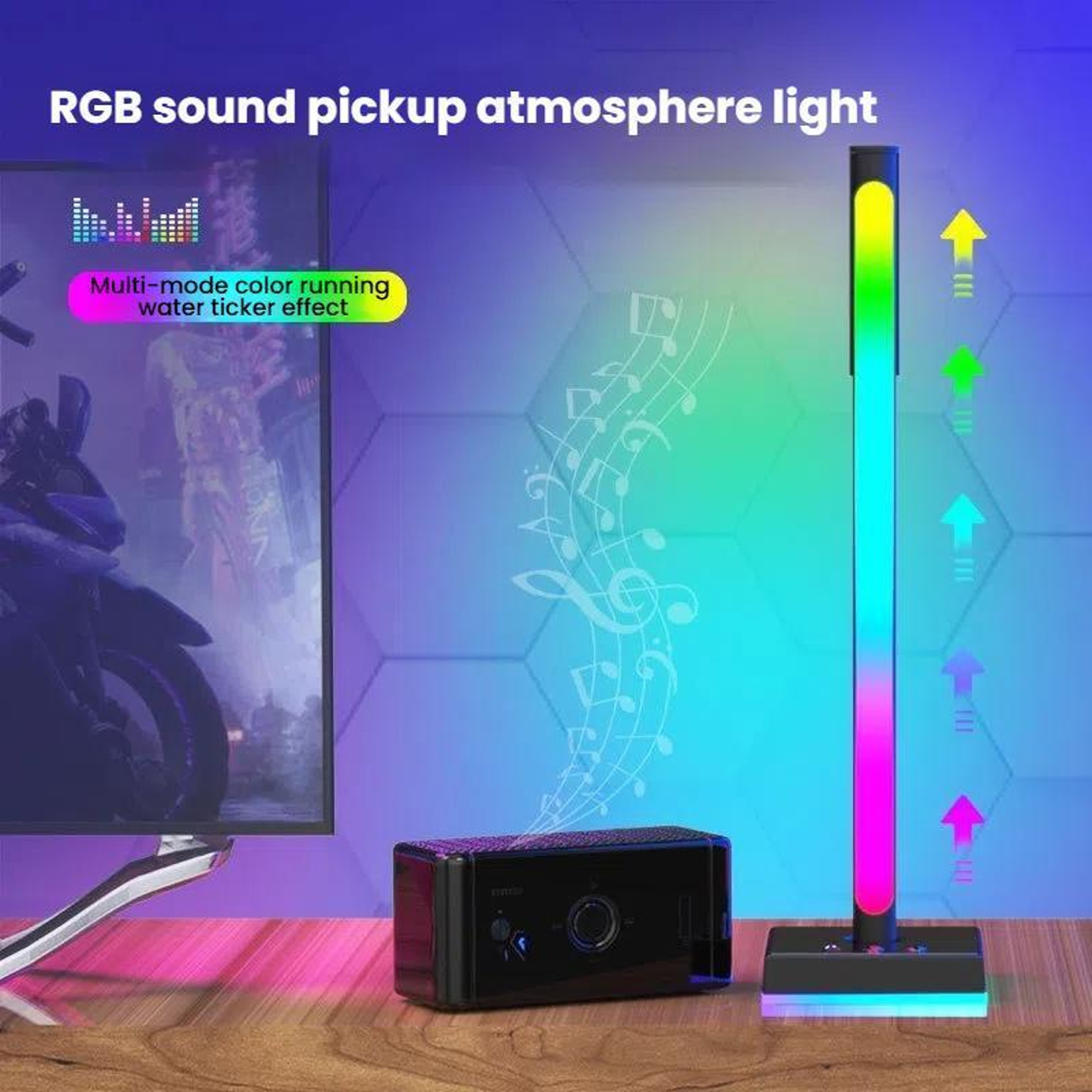 RGB Headphone Stand With Music Sync Ambient Light  Smart Desktop Organizer 2