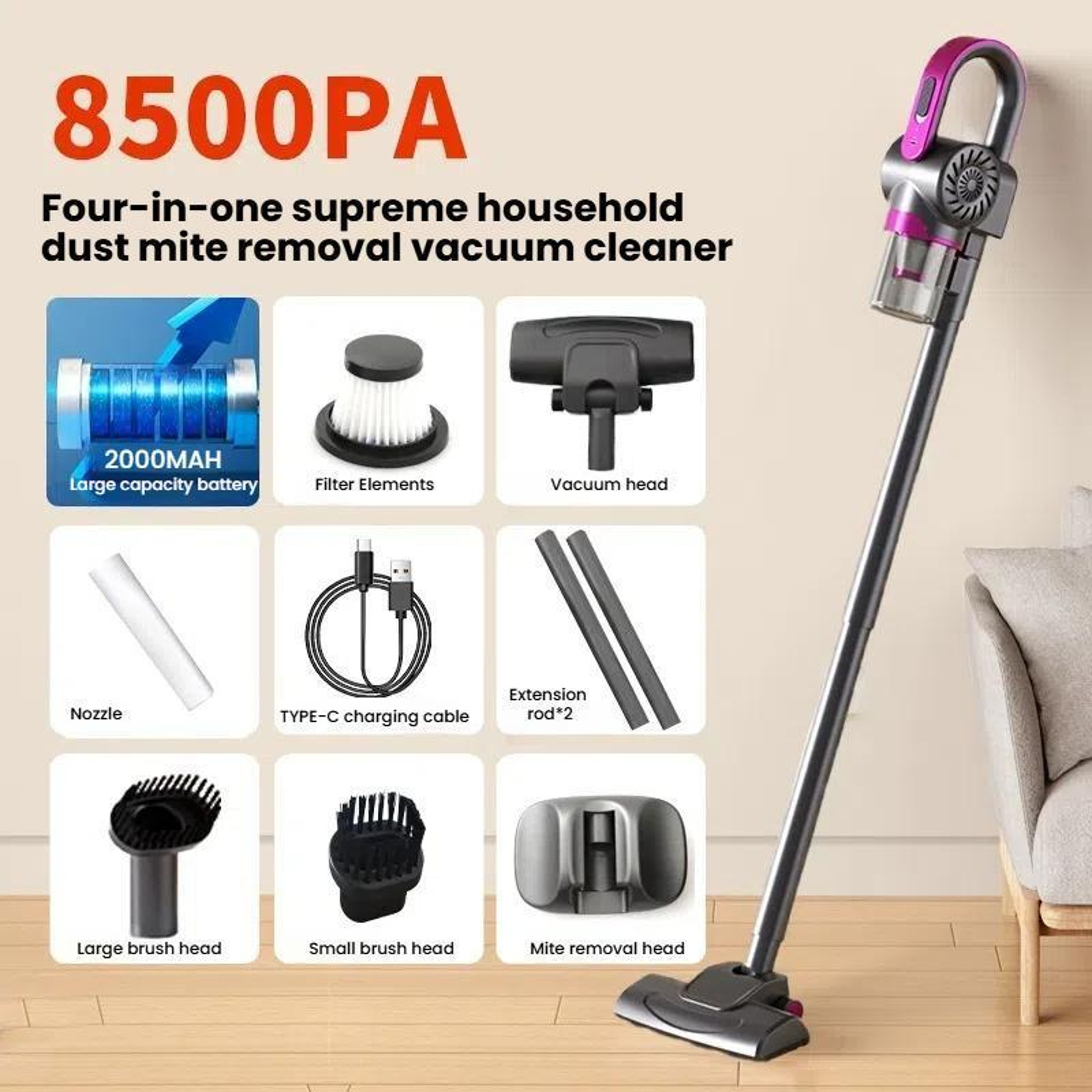 UV Dust Mite Vacuum Pro Cordless Handheld Cleaner 3