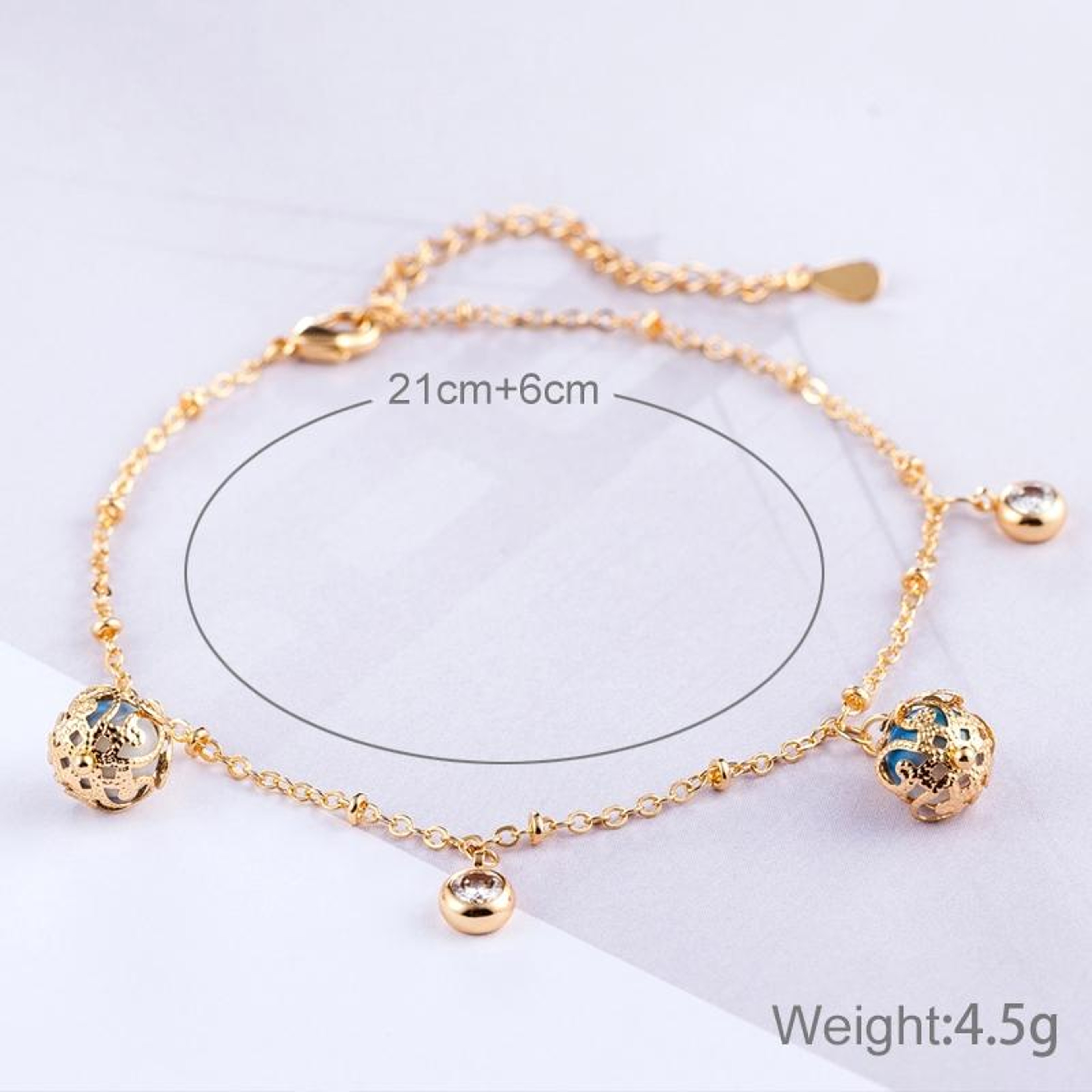 Radiant Gold-Plated Zircon Beaded Adjustable Bridal Bracelet for Women – view 4