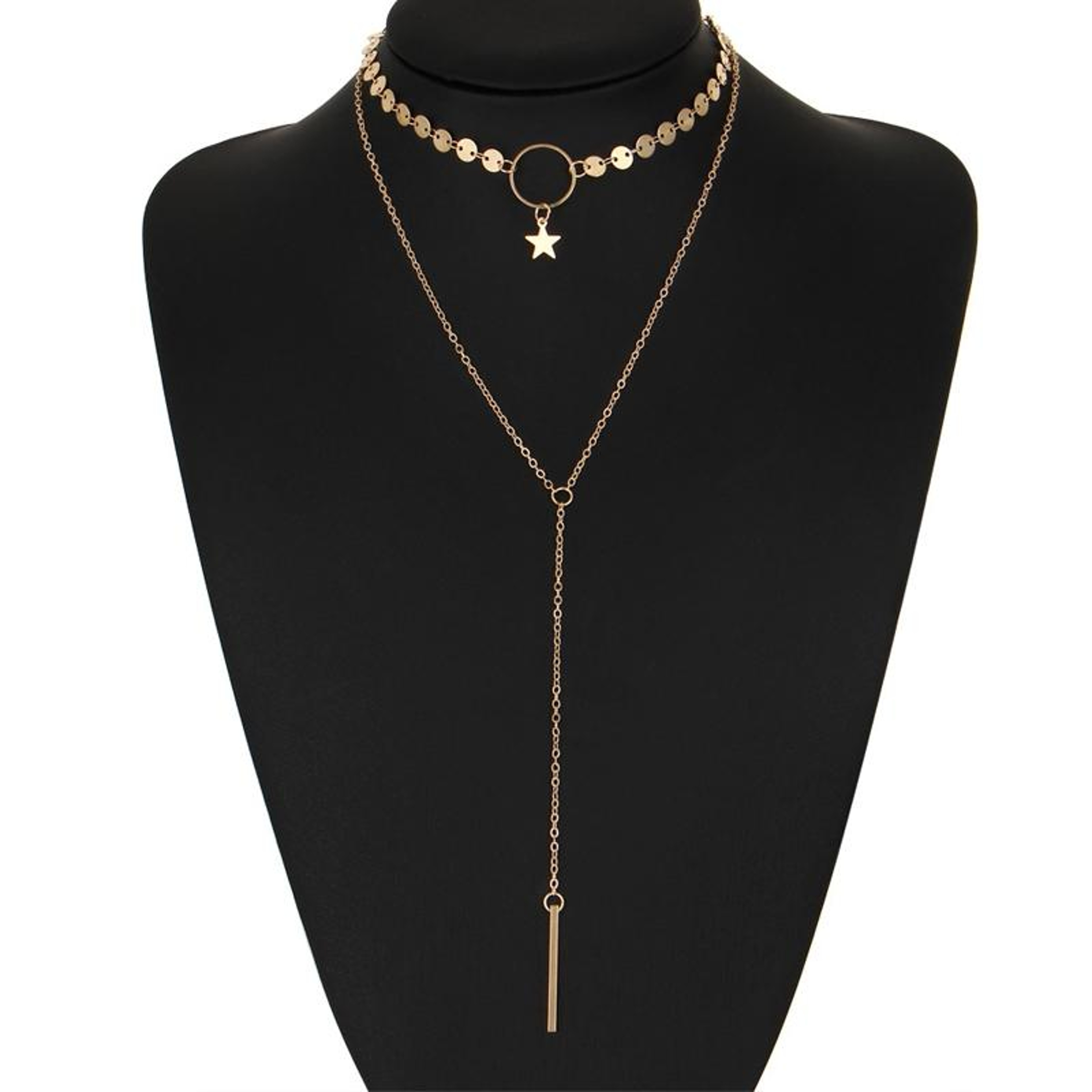 Celestial Star Tassel Layered Necklace For Women Double Layer Clavicle Chain 0