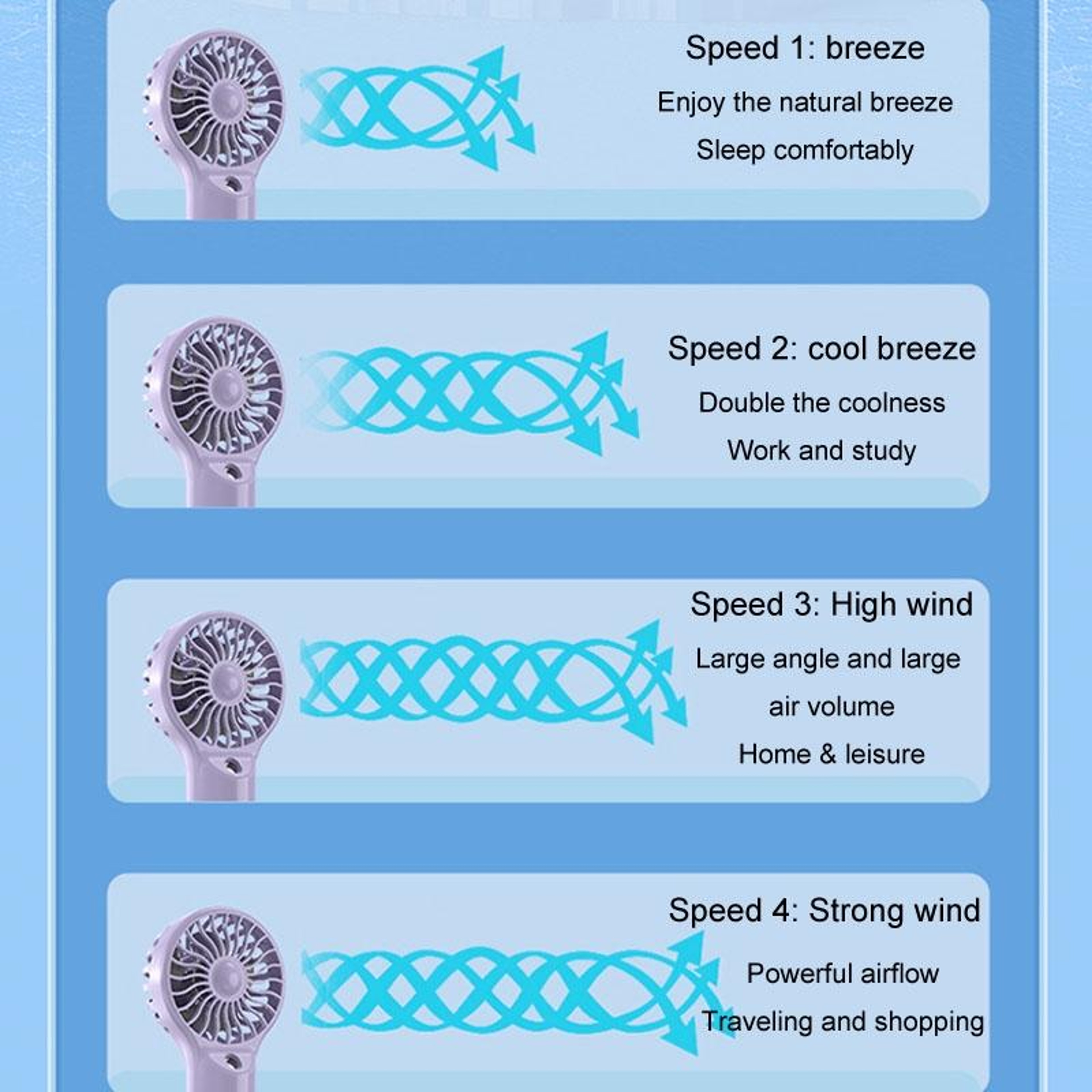 Portable Handheld Misting Fan USB Rechargeable Personal Cooling Fan 2