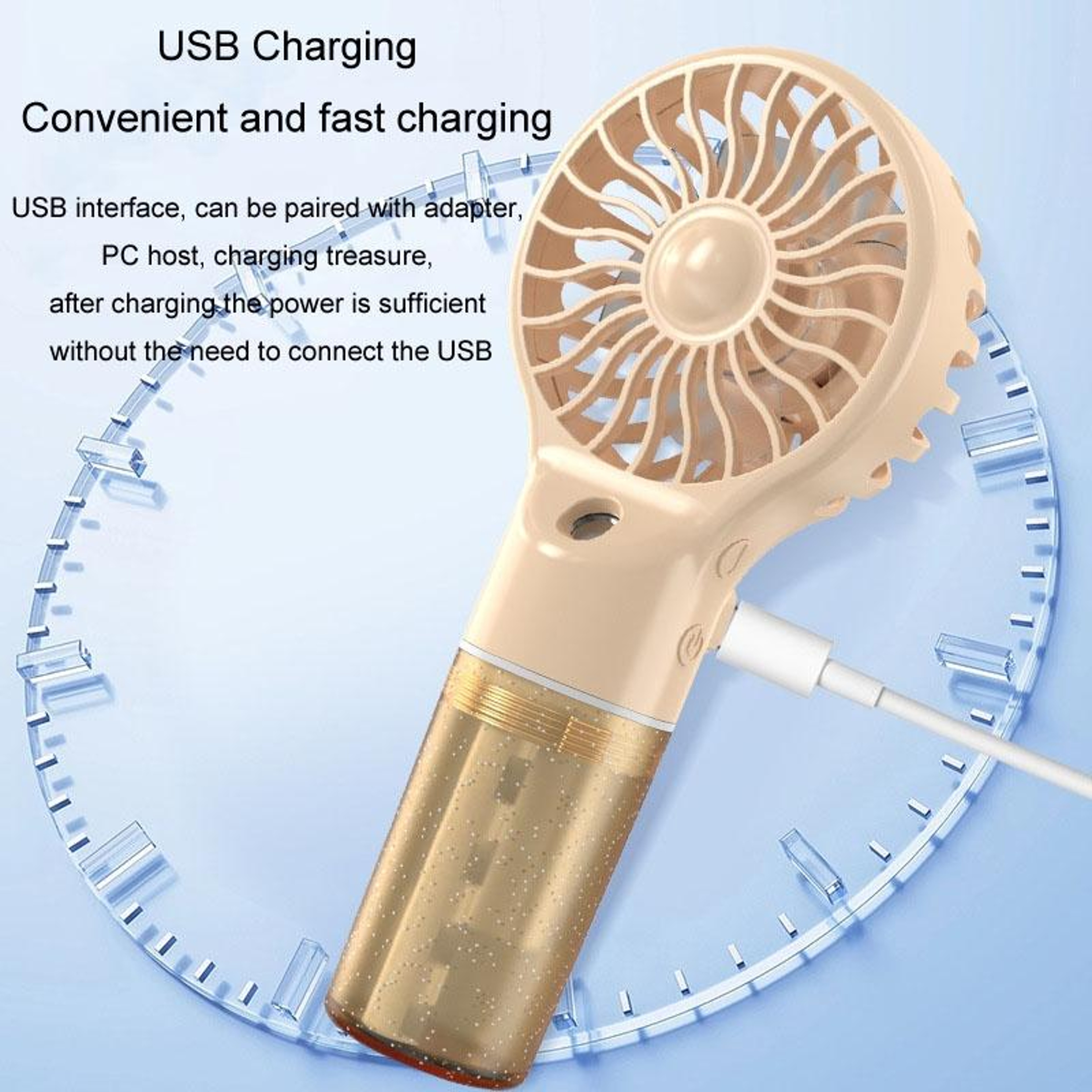 Portable Handheld Misting Fan USB Rechargeable Personal Cooling Fan 4