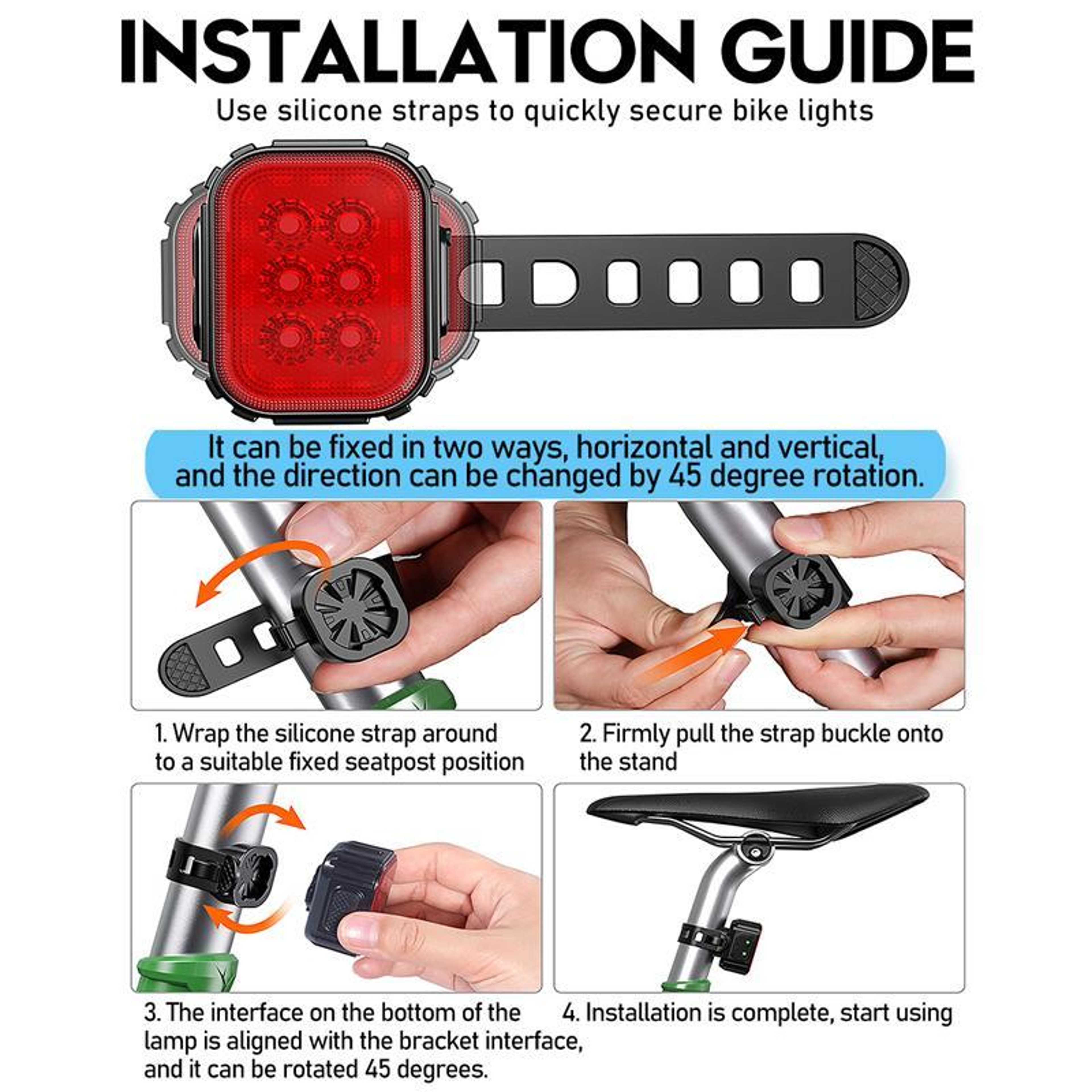USB Rechargeable Bike Lights Front and Rear Set for Safe Night Riding – view 5