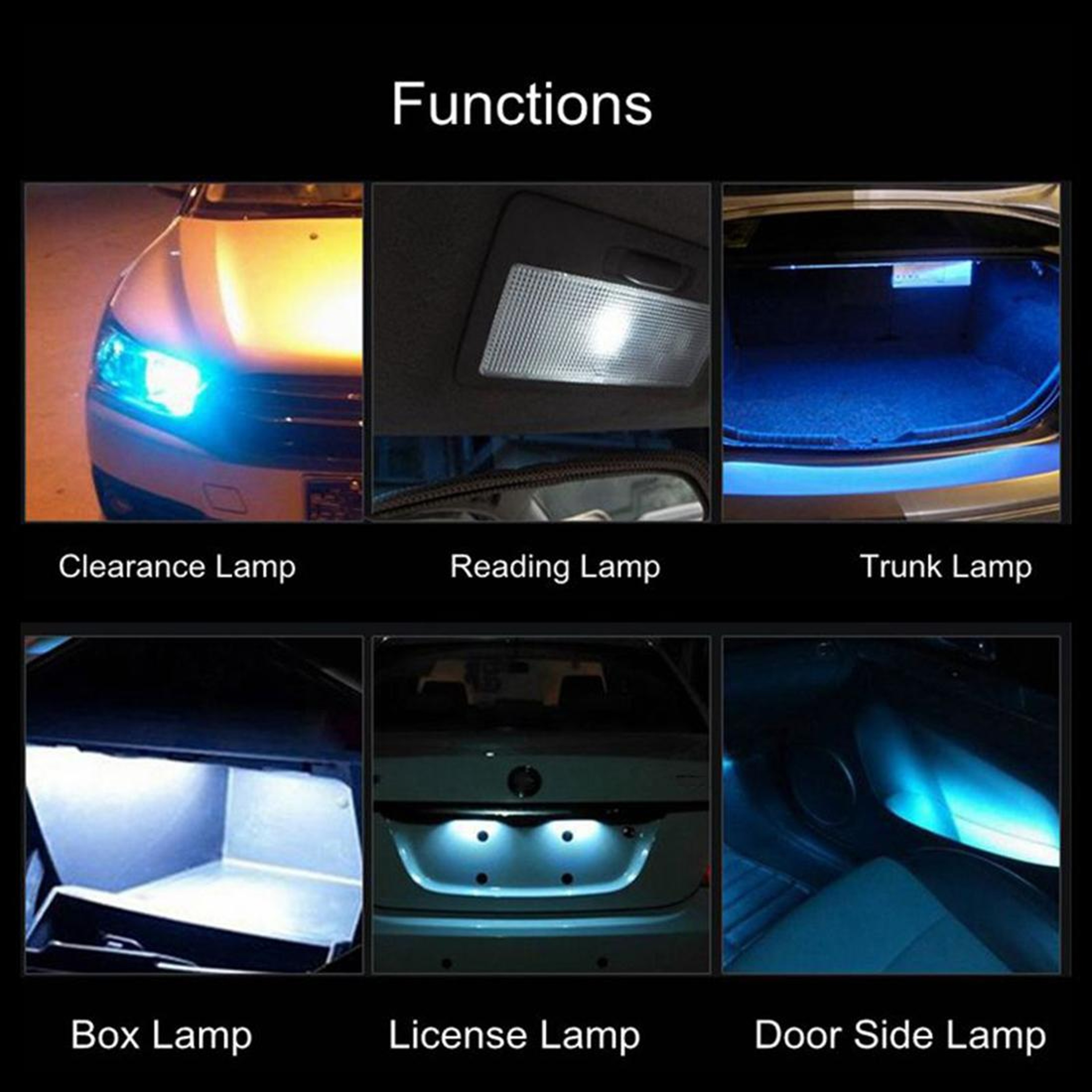 LED Interior Car Light Bulbs With Projector Lens 2PCS Bright White Reading Lamp 7