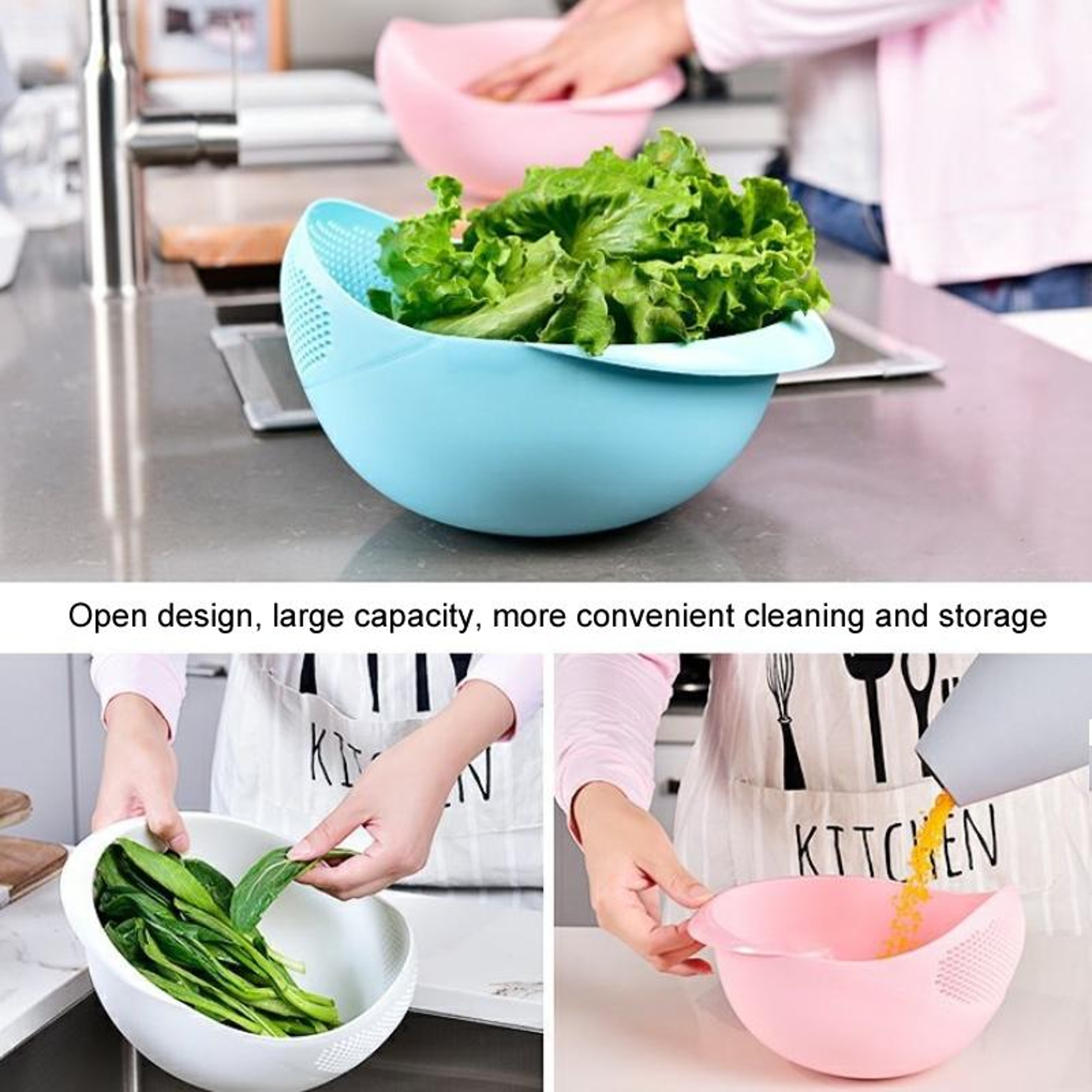 Multifunctional Rice Washing Bowl  QuickDrain Kitchen Colander 4