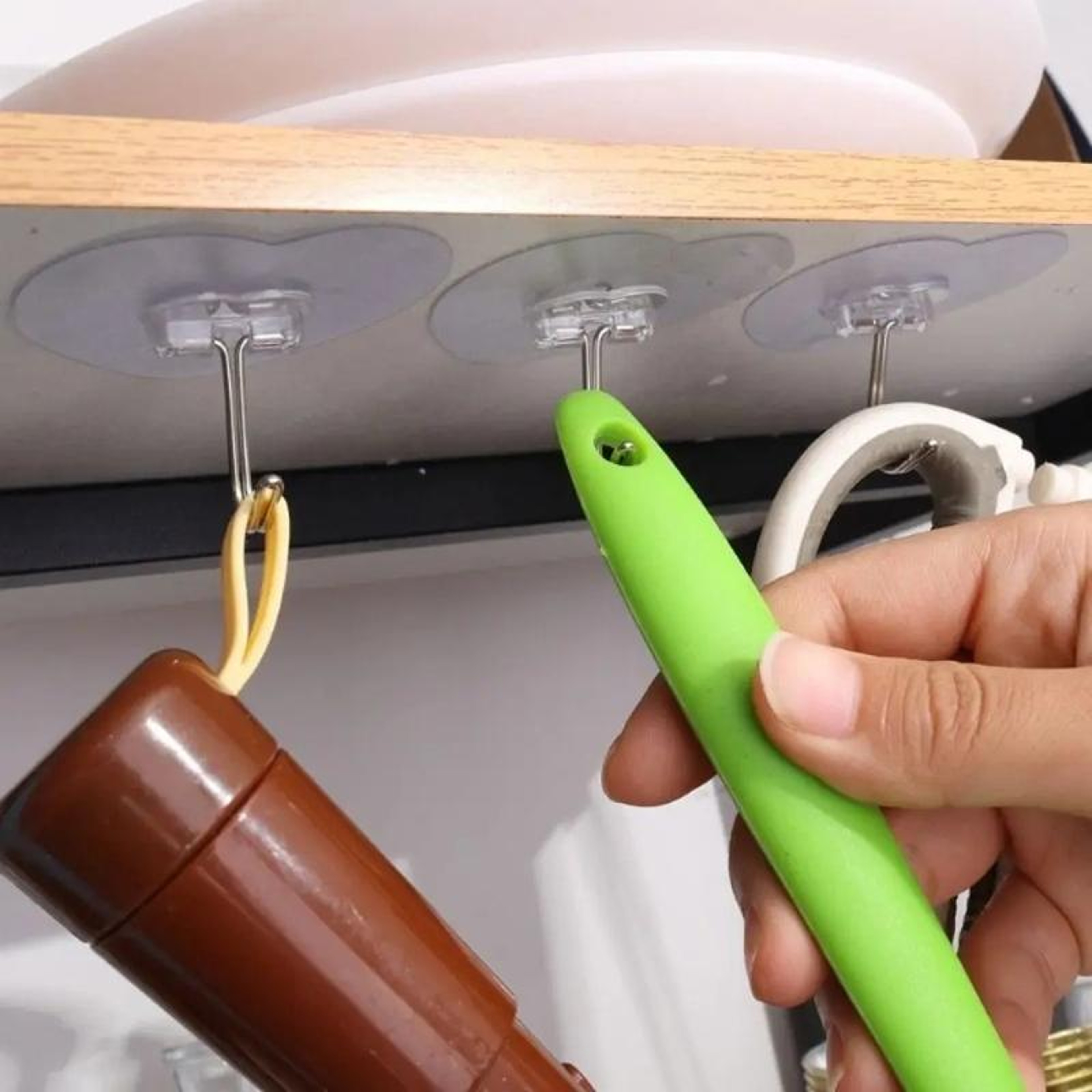 10PCS Transparent Adhesive Hooks Rotating Heart Wall Hangers for Keys, Towels & Home Organization – view 6