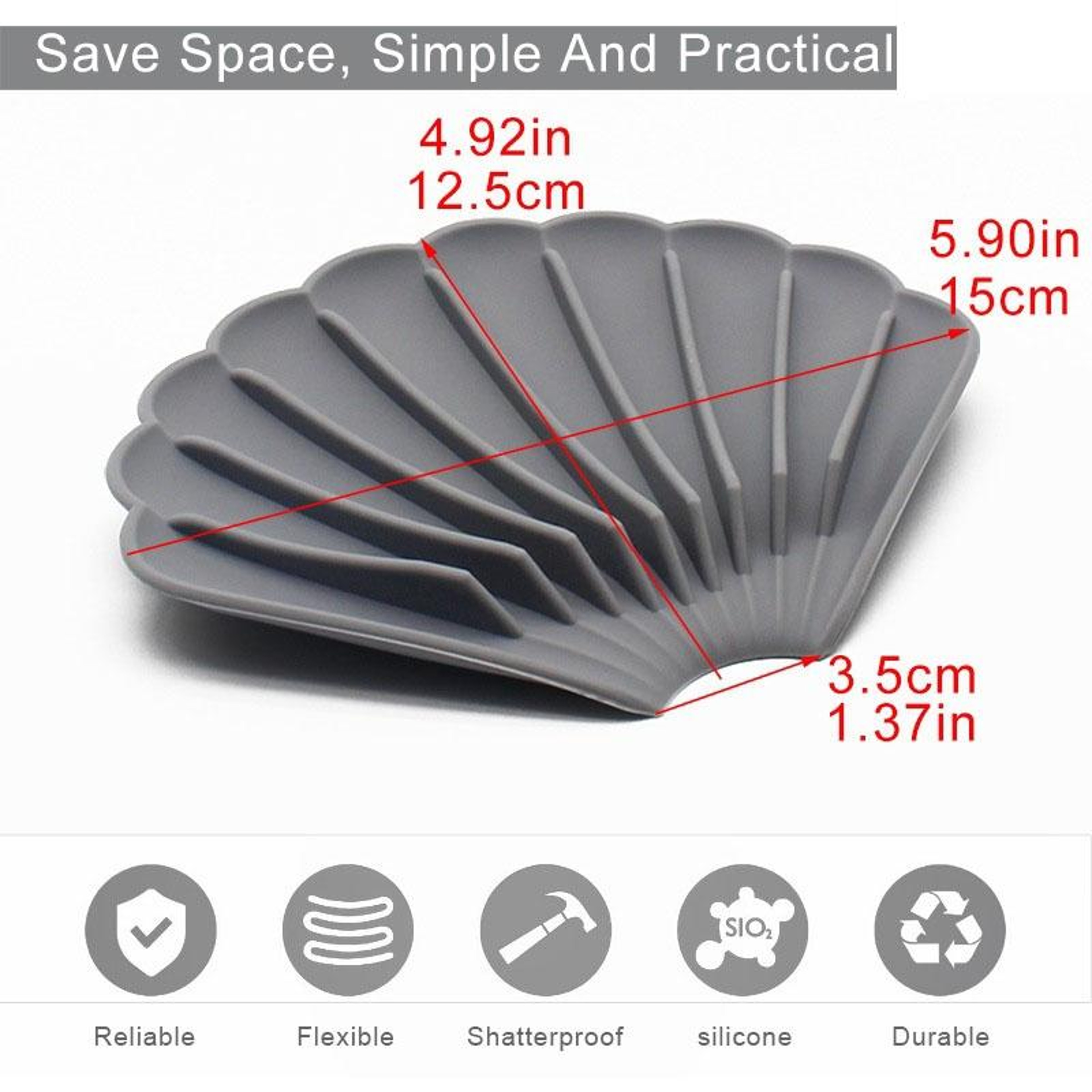 SelfDraining Silicone Soap Dish NonSlip Soap Saver Tray 1