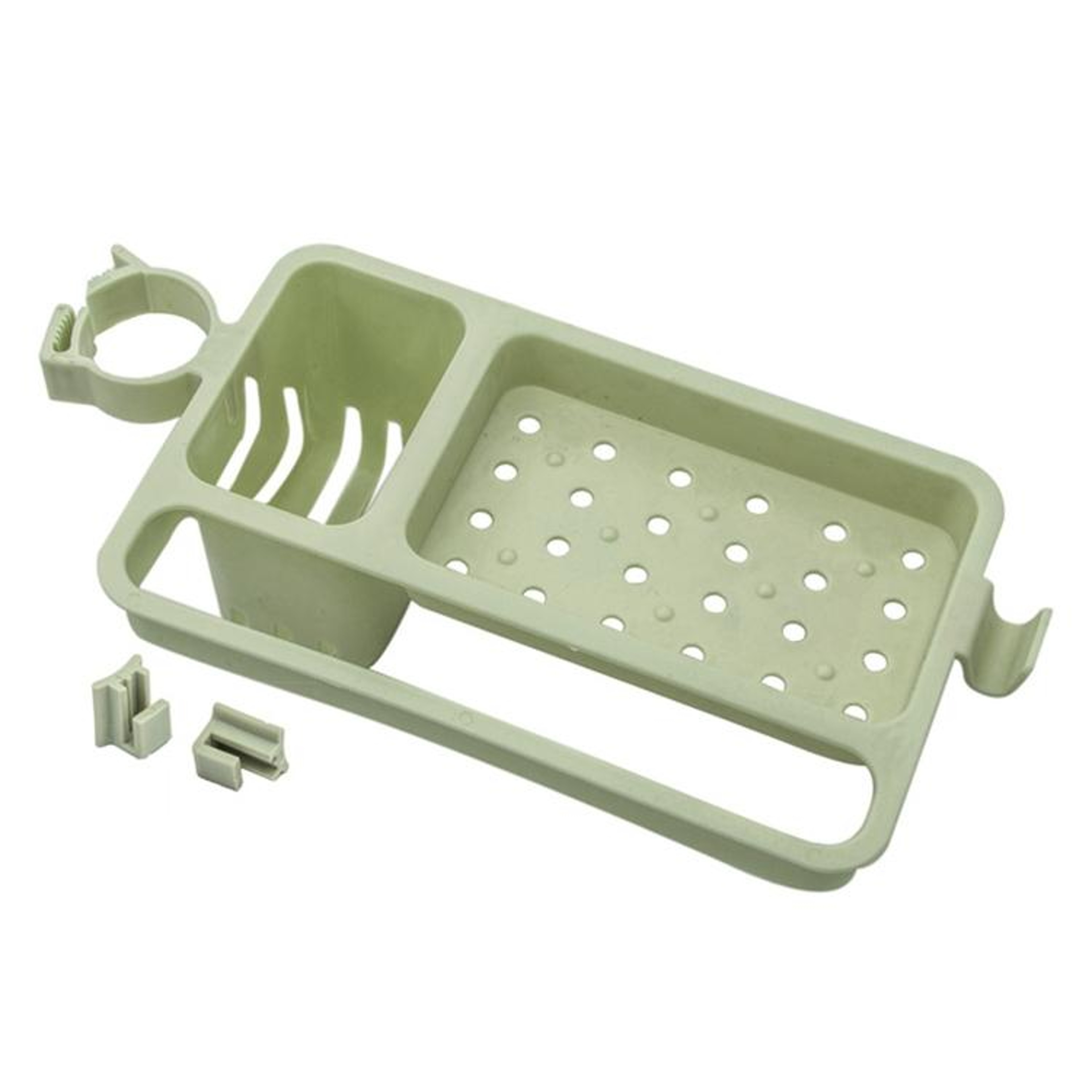 Adjustable Sink Drain Storage Rack With Soap Holder  Towel Hook For Bathroom Faucets 1