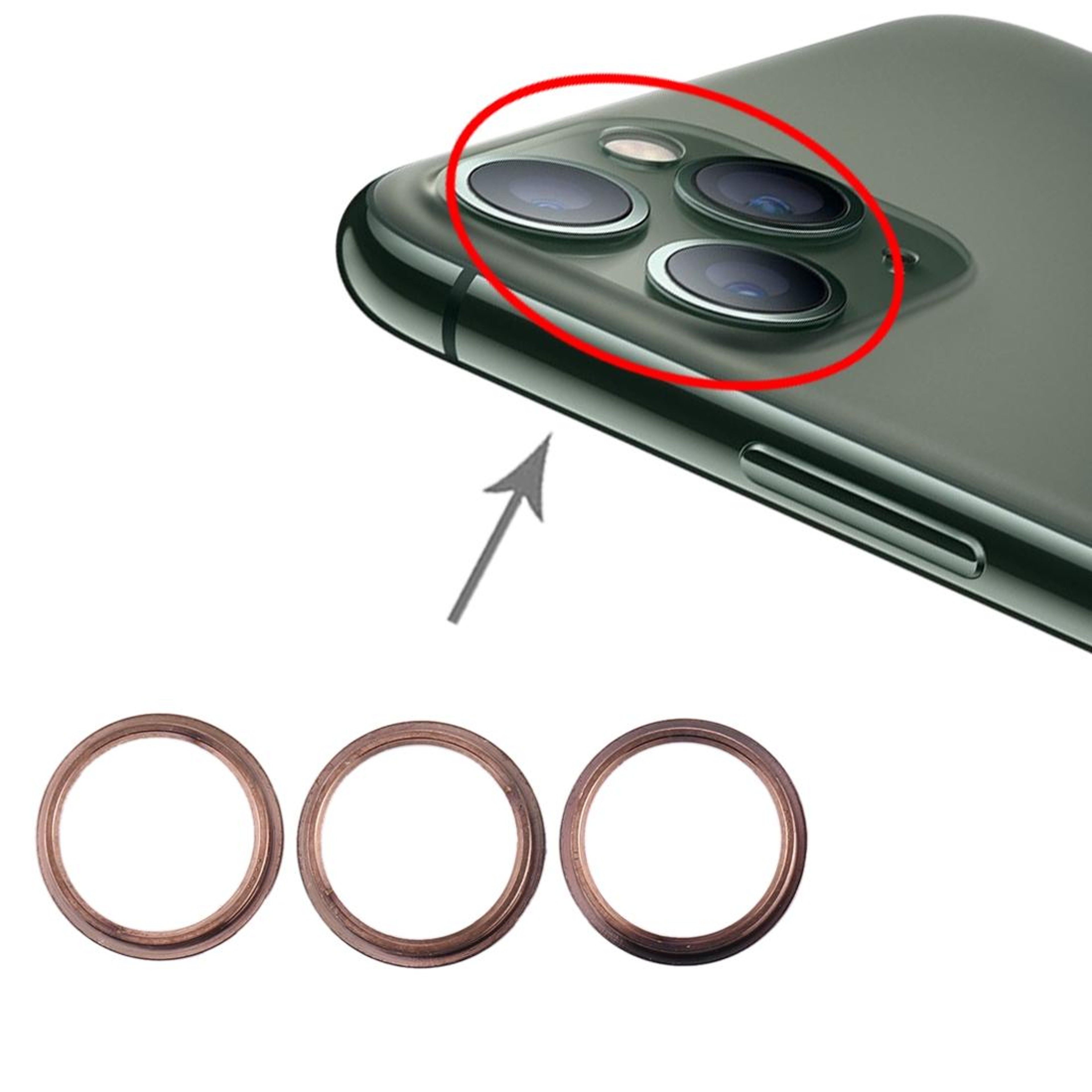 IPhone 11 Pro  11 Pro Max Rear Camera Lens Metal Protector Ring Replacement Set 0
