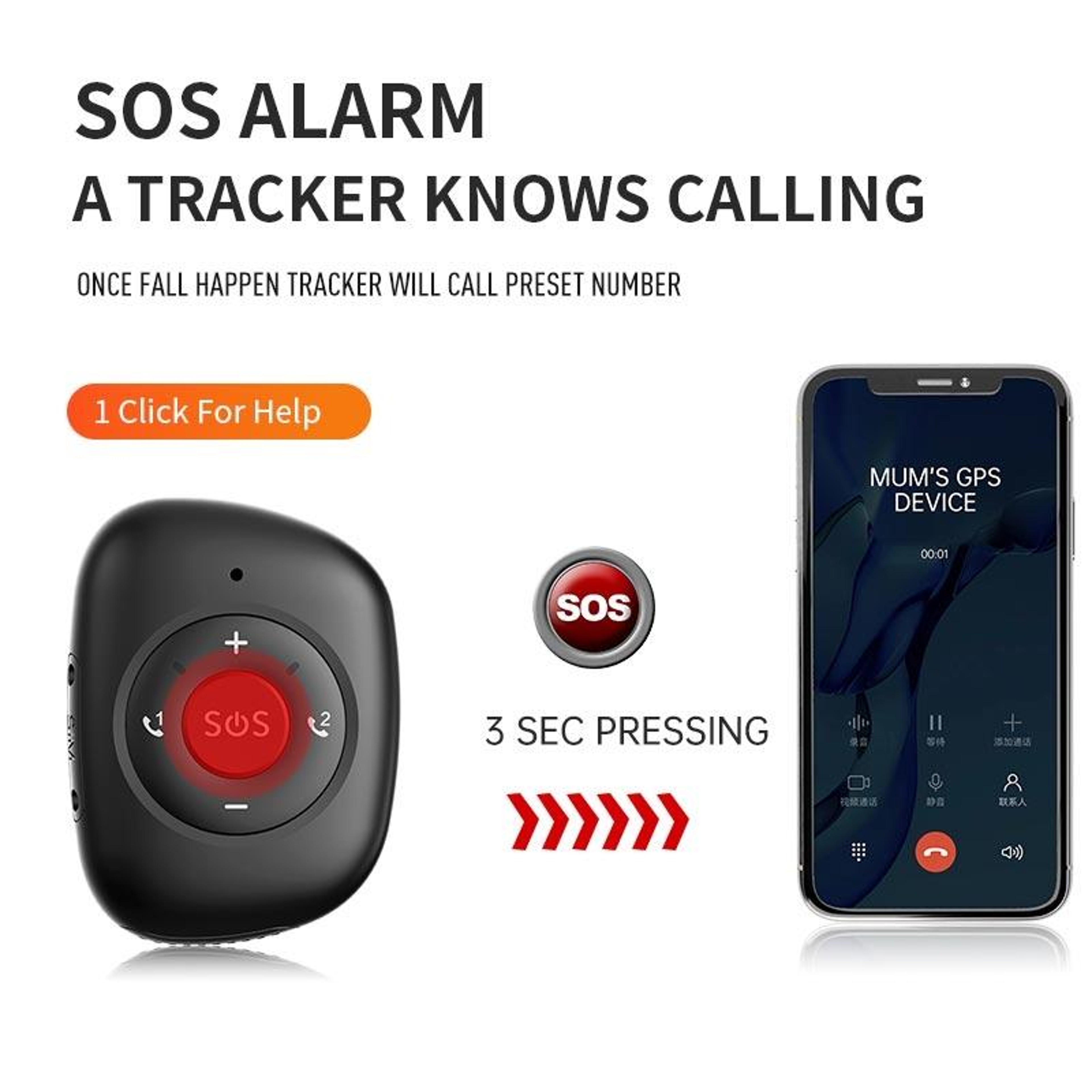 4G GPS Tracker Pendant With SOS Alert Fall Detection  Geo Fence For Seniors 2