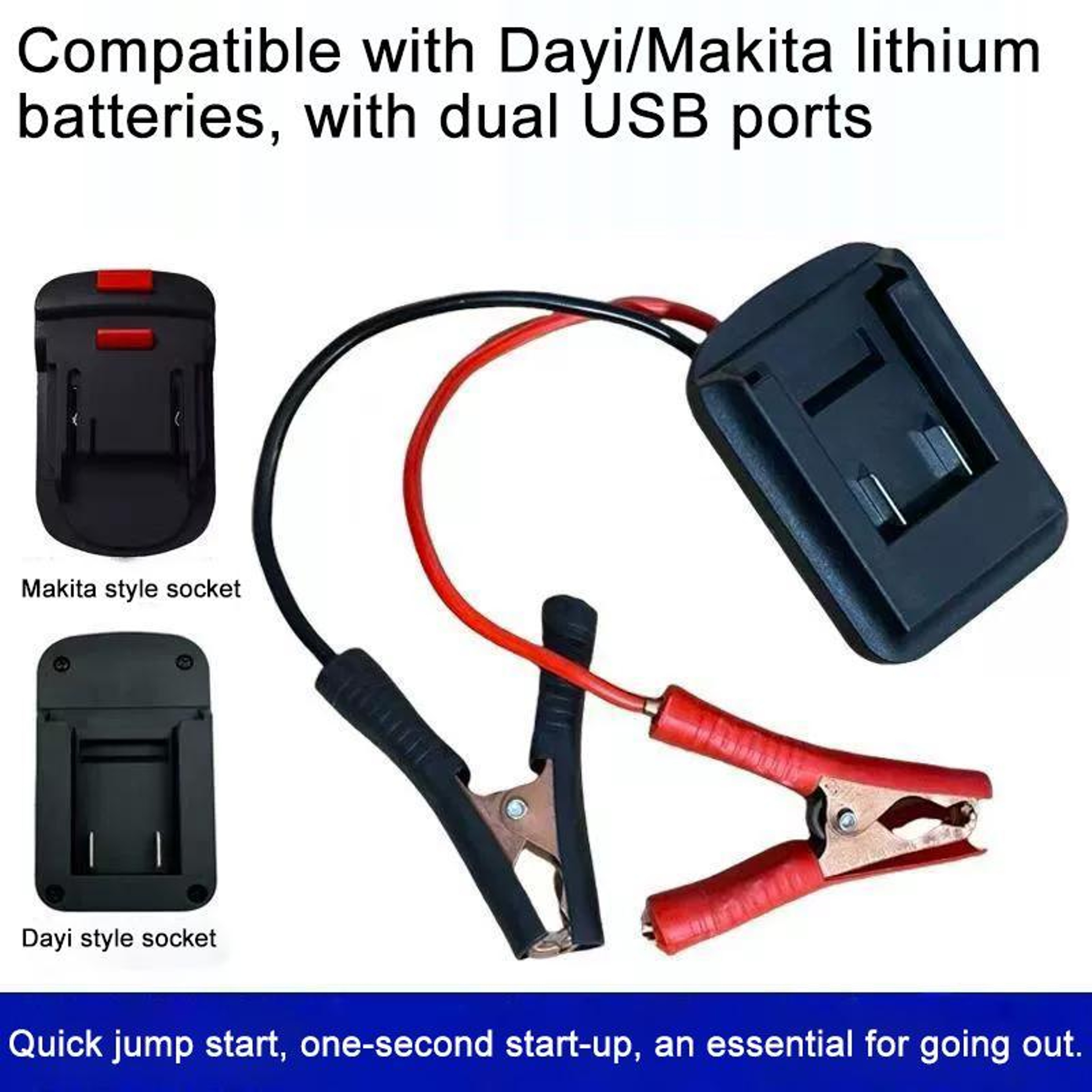 Portable Car Battery Jump Starter Adapter Cable 3