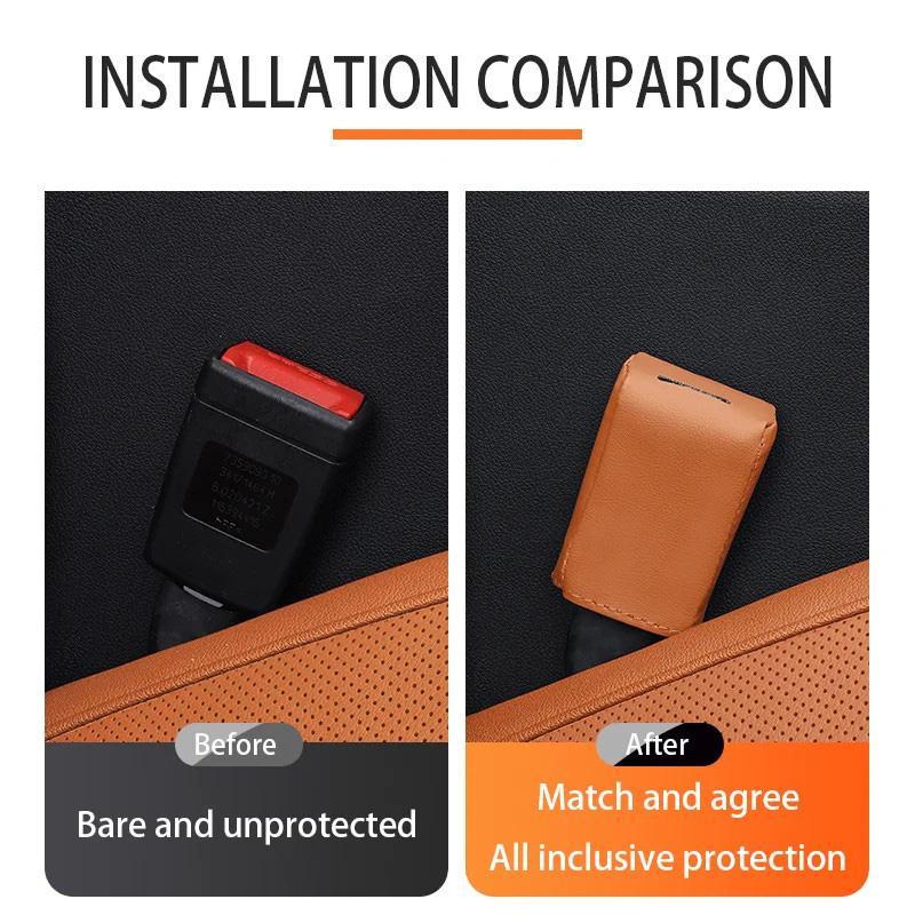 Premium Leather Car Seat Belt Buckle Cover  Protector For Universal Vehicle Interiors 2