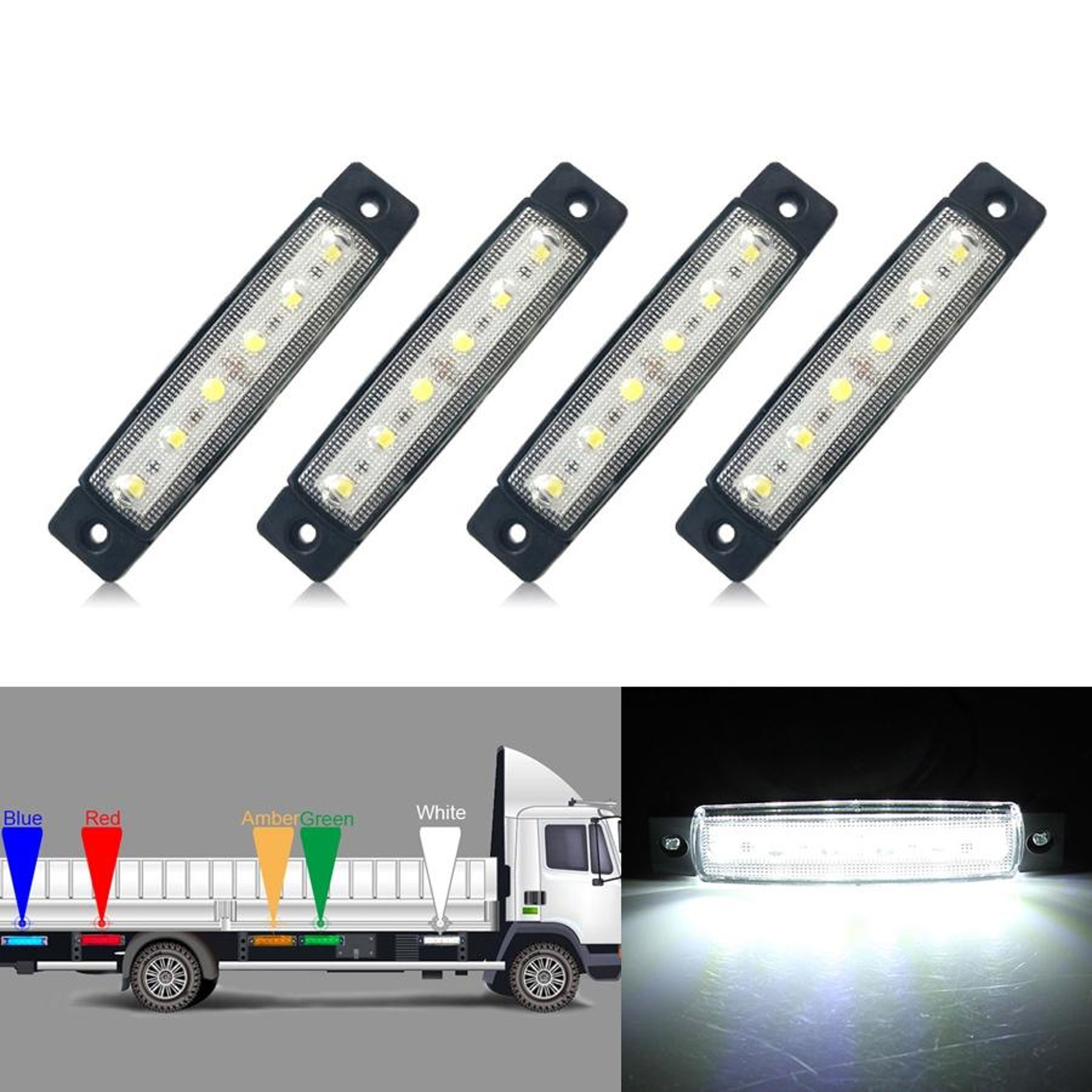 LED Side Marker Trailer Lights 4Pack 6SMD Waterproof Clearance Lamps For Trucks  Trailers 6