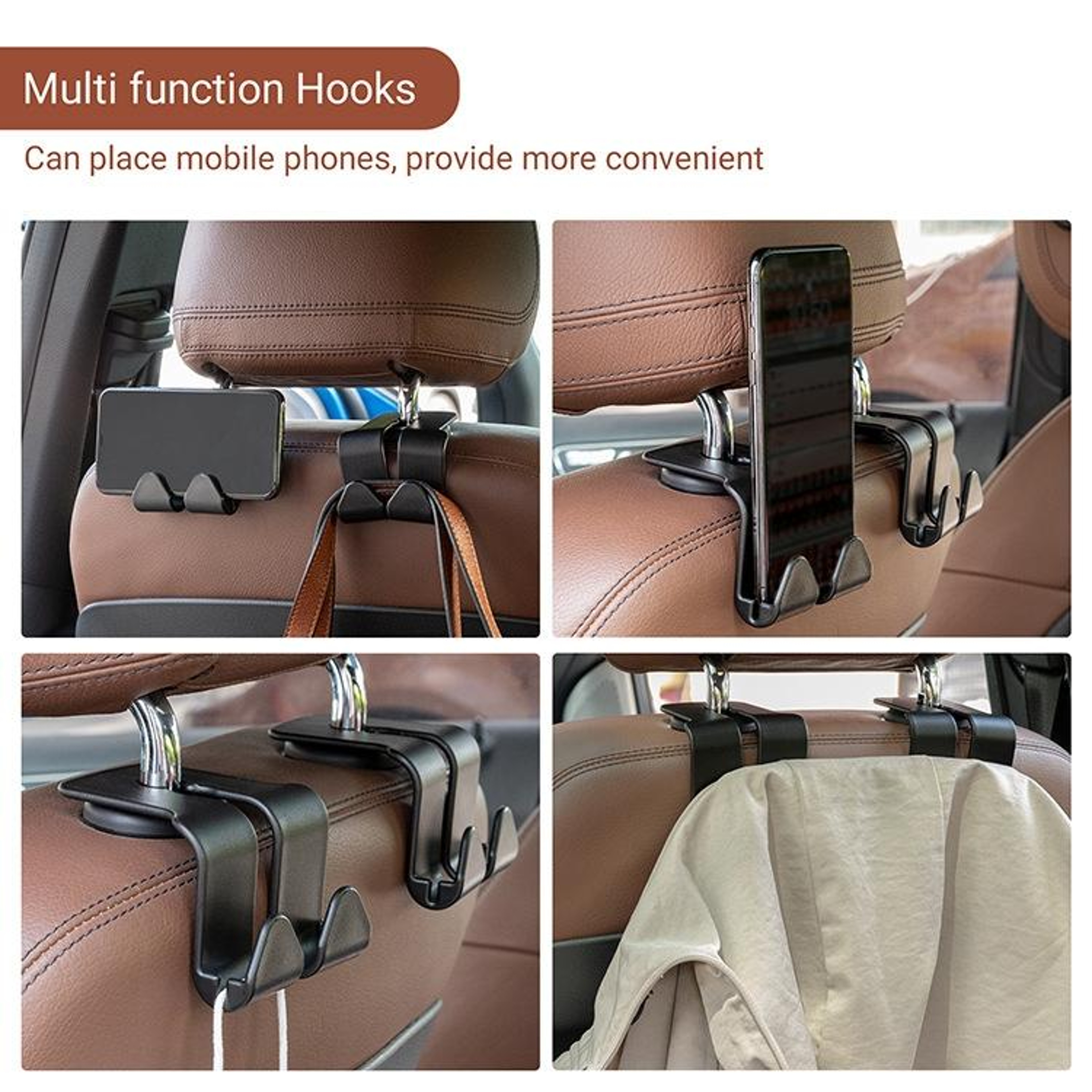 Multifunctional Car Seat Hook Lock Type Mobile Phone Holder 3