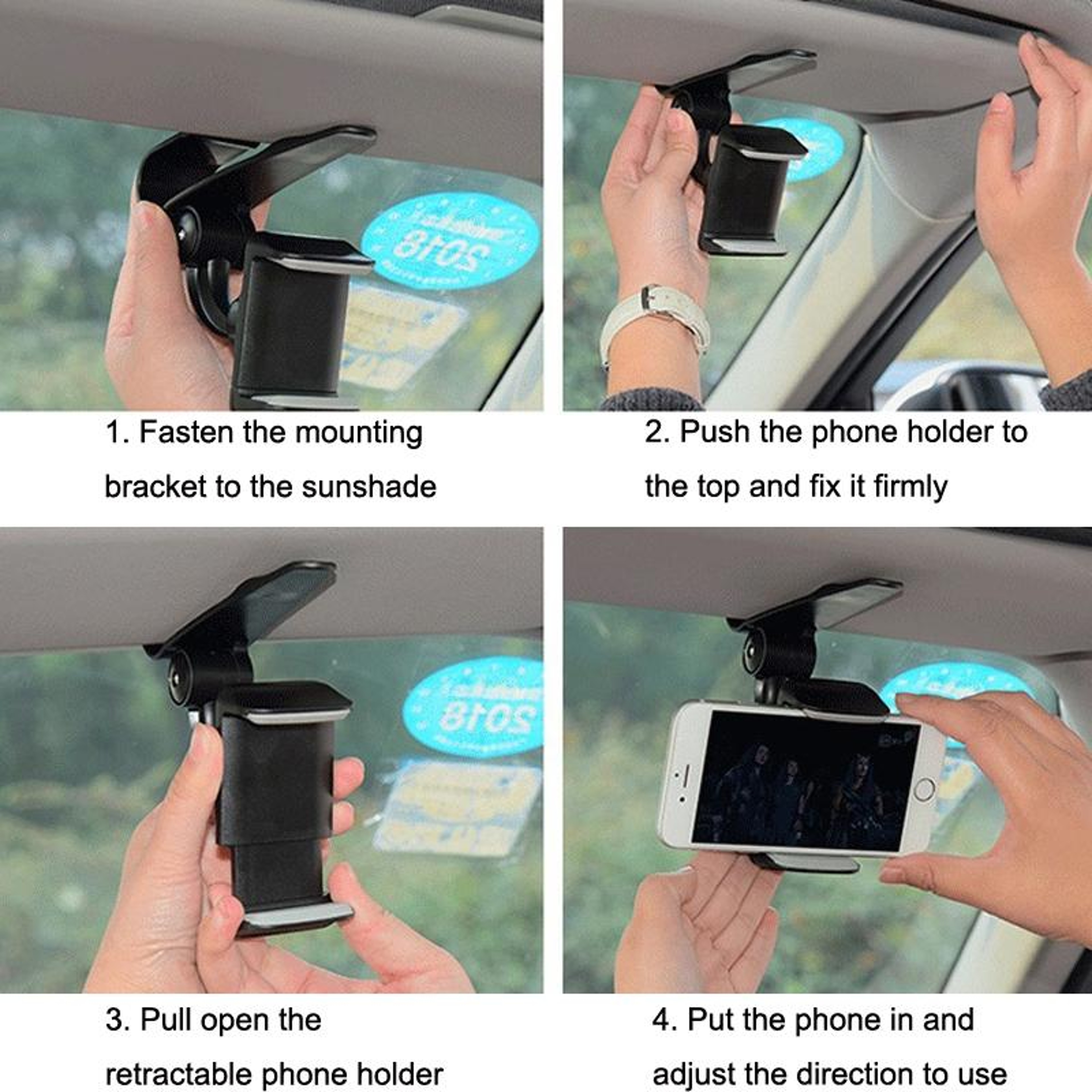 360 Rotating Car Phone Holder Sun Visor Mount For Safe HandsFree Driving 5