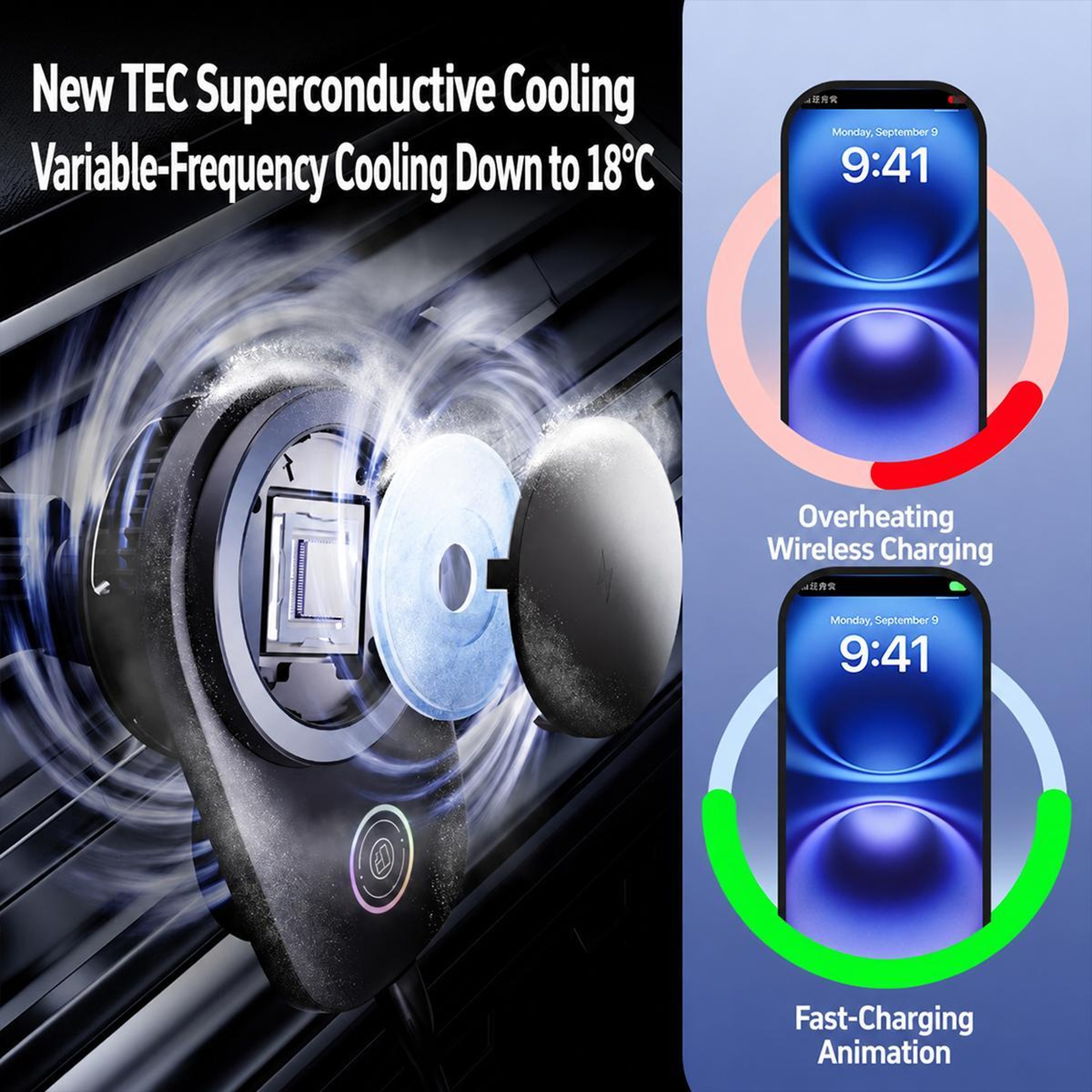 Wireless Charging Car Phone Mount with Magnetic Air Vent Holder 2PCS – view 6
