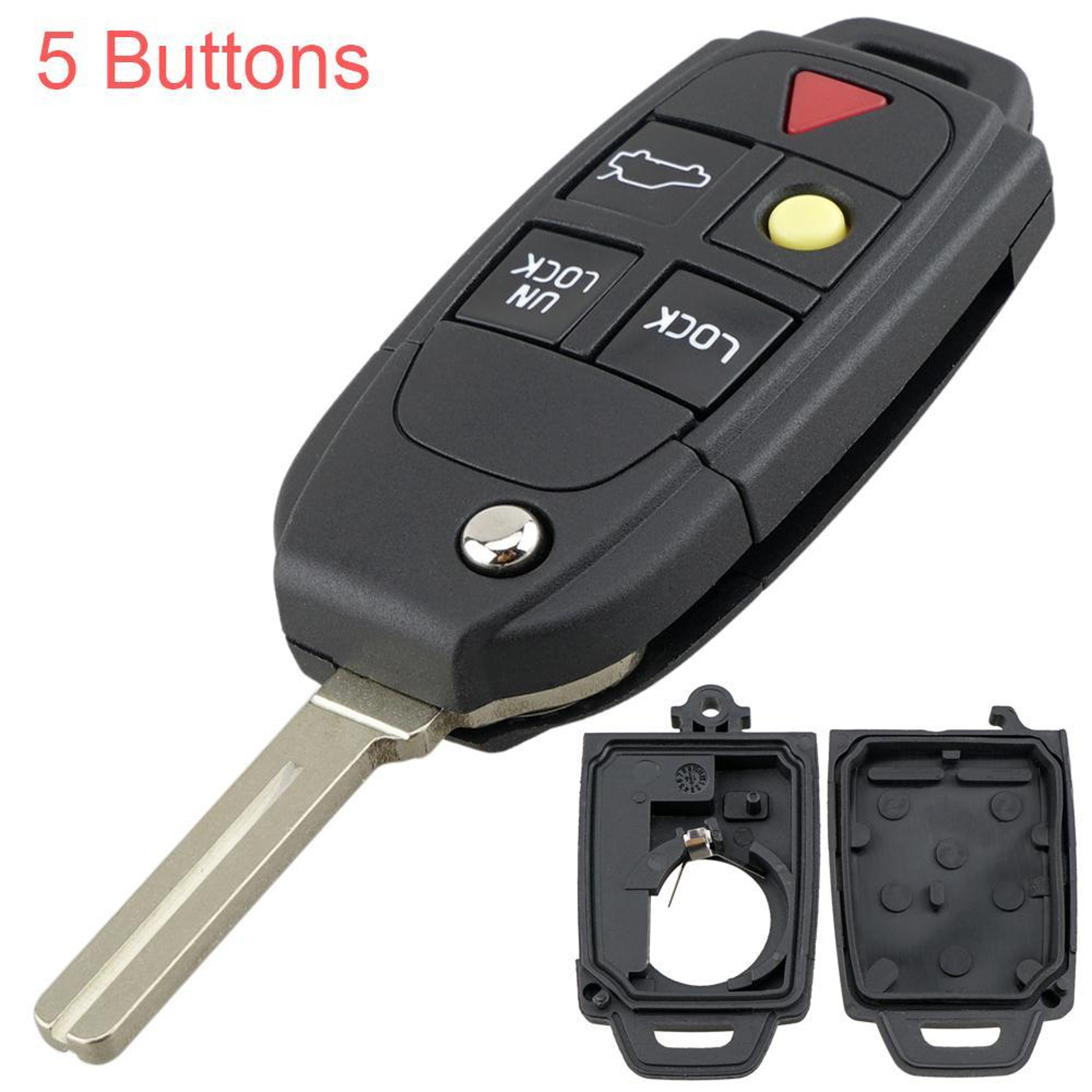 Volvo 5-Button Folding Key Fob Shell Replacement Case for S60, S80, V70, XC70 & XC90 – view 2