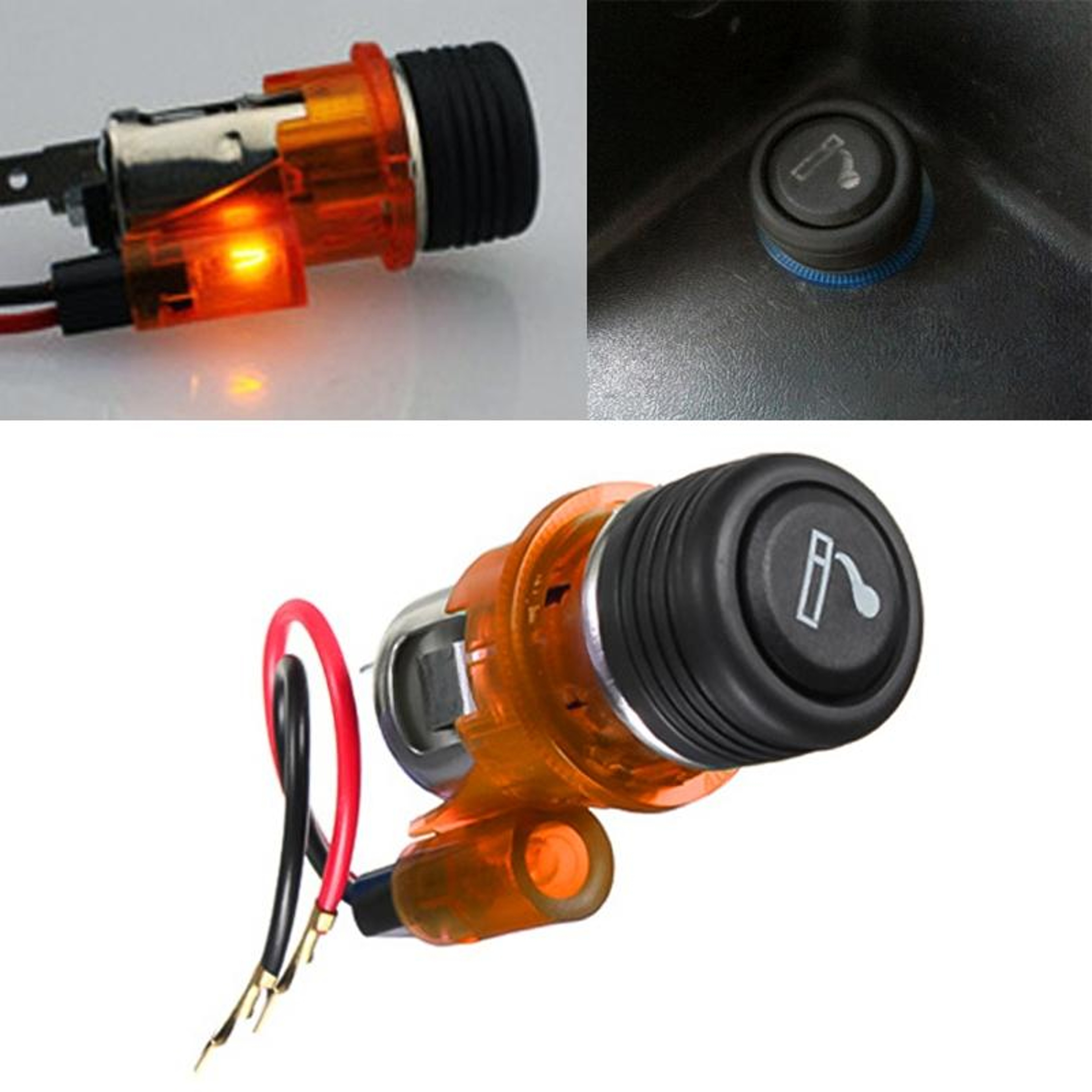 European Car Cigarette Lighter Socket With LED Light Assembly 5