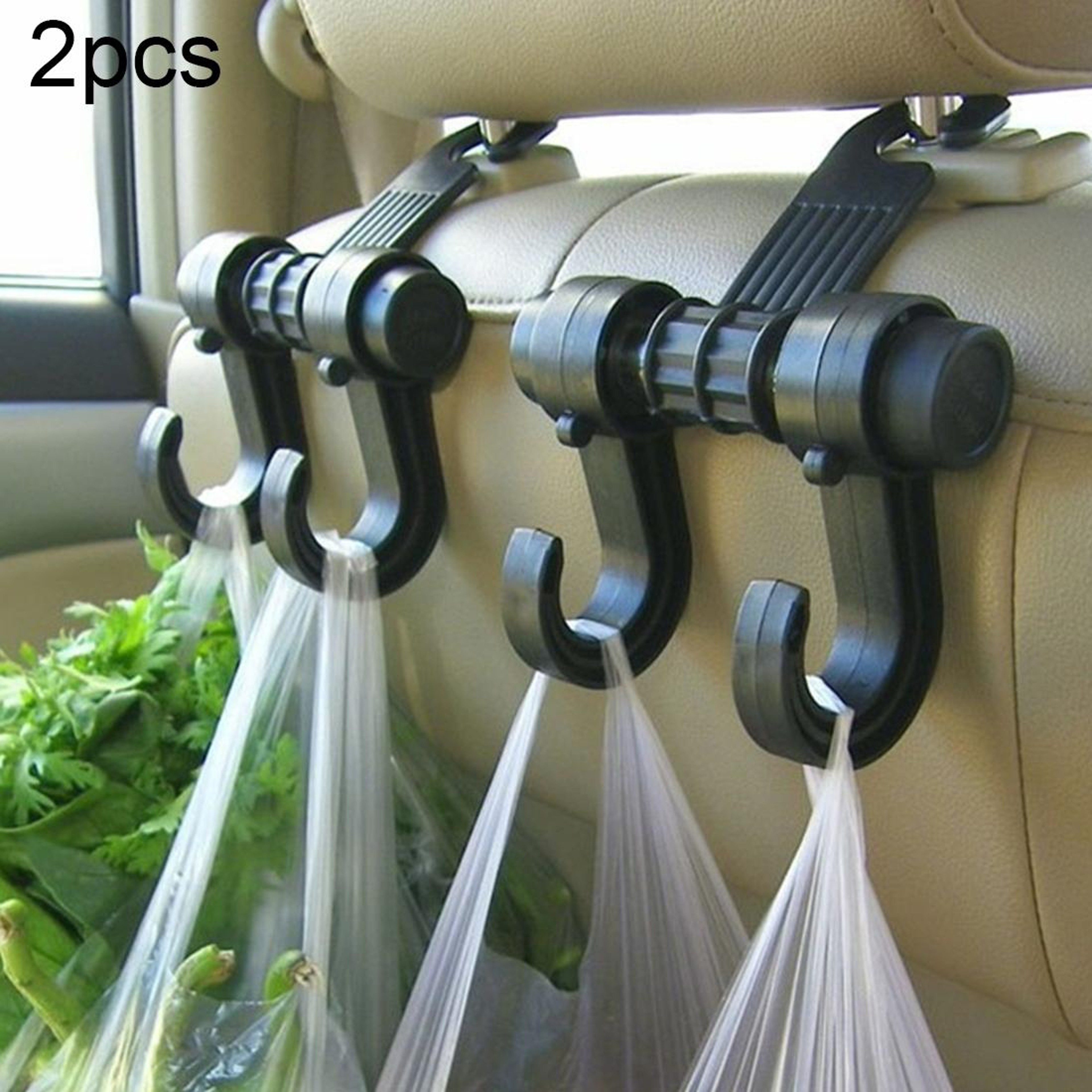 2PCS Universal Car Seat Headrest Hook Organizer For Bags Groceries  Handbags 0