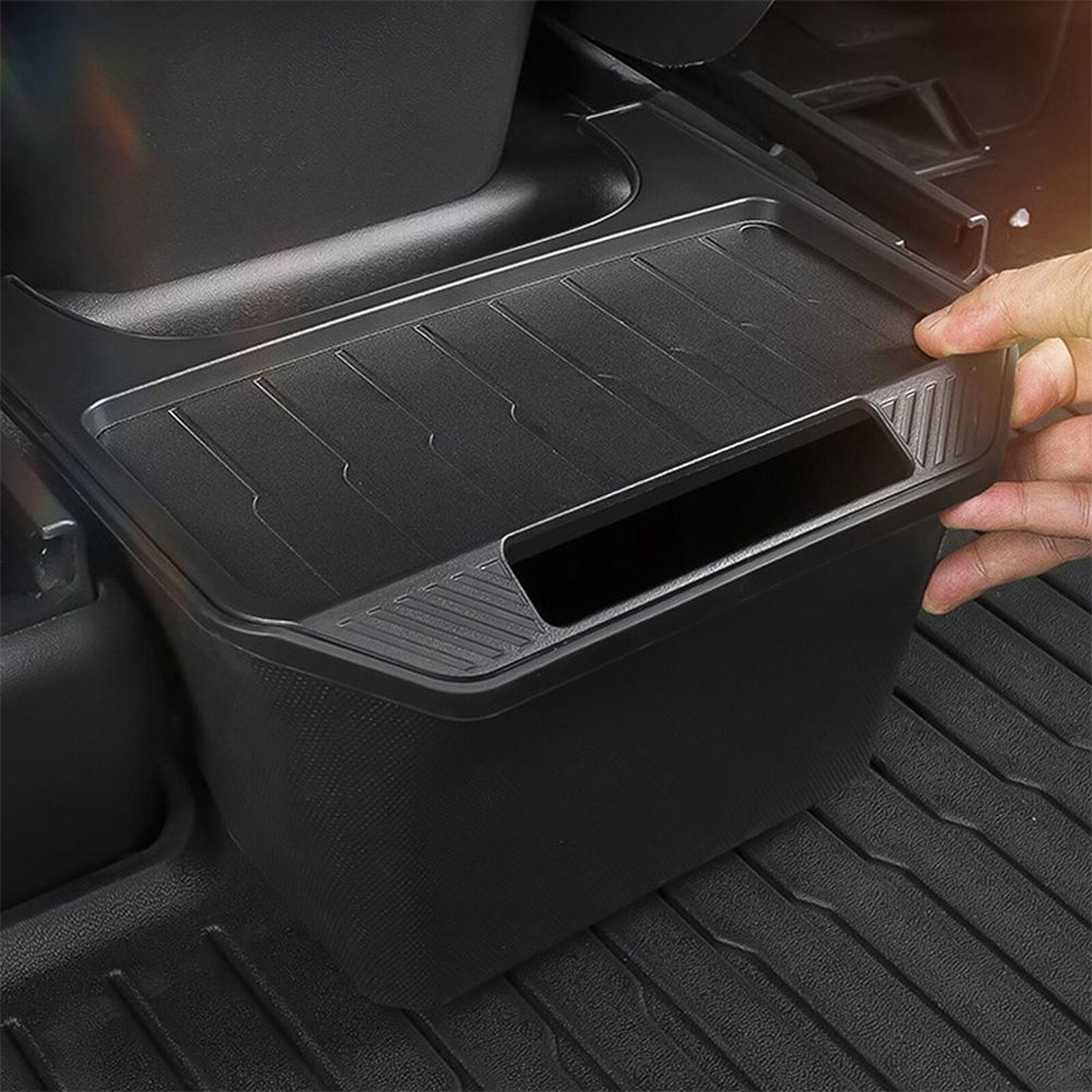 Tesla Model Y Rear Console Trash Bin  Storage Organizer With Lid 2