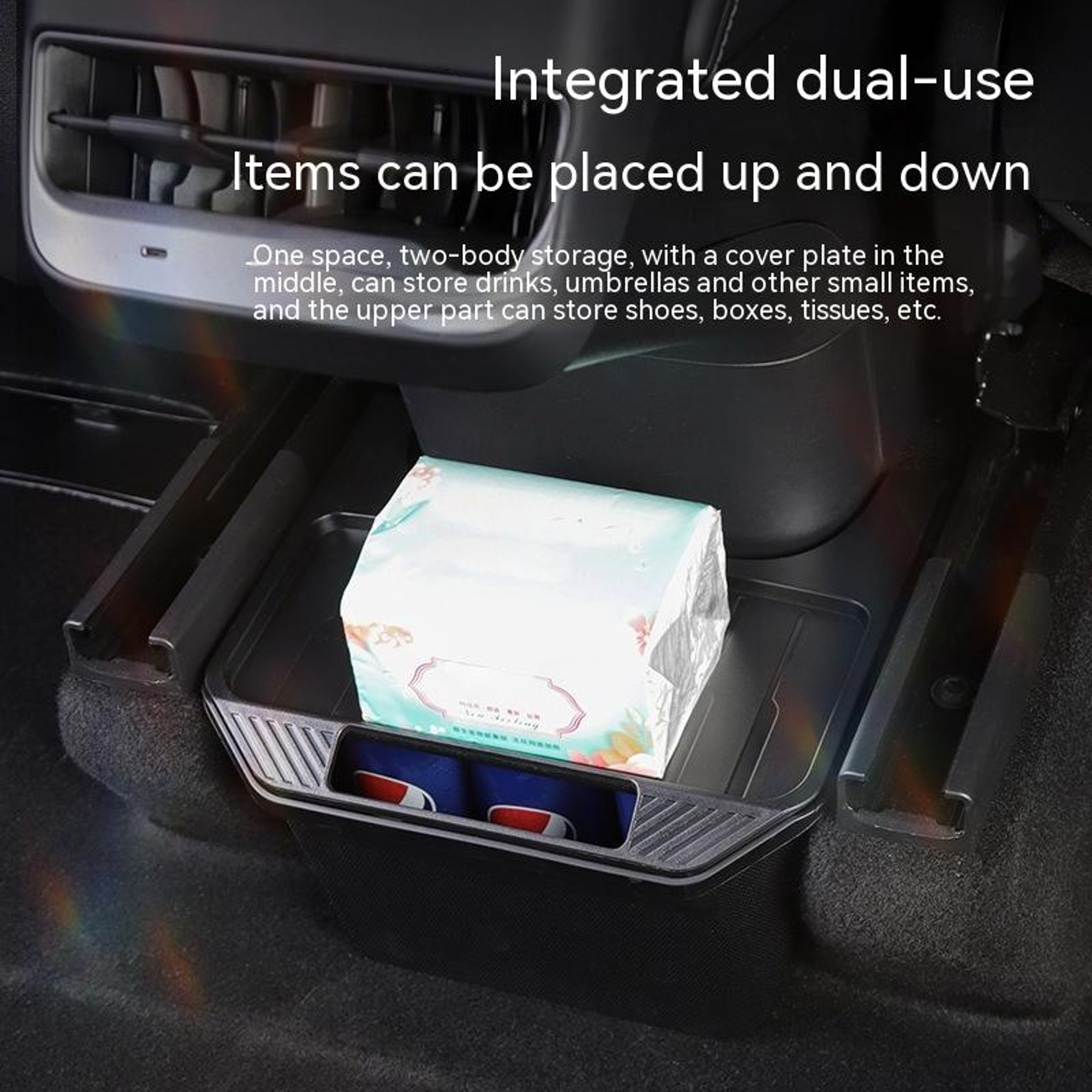 Tesla Model Y Rear Console Trash Bin  Storage Organizer With Lid 9