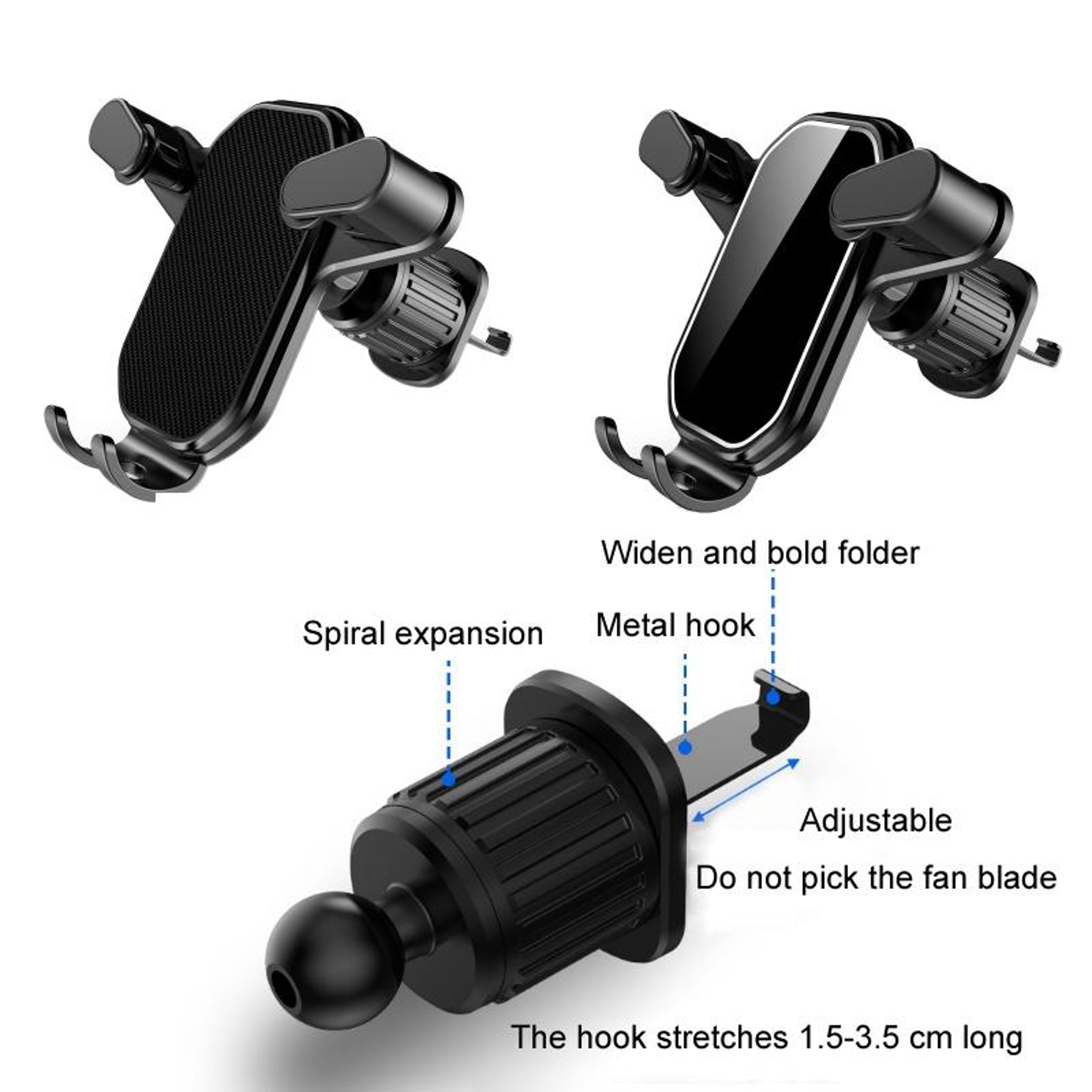 Car Air Vent Phone Holder Hook Mount With Adjustable Grip  Secure DashboardFree Design 1