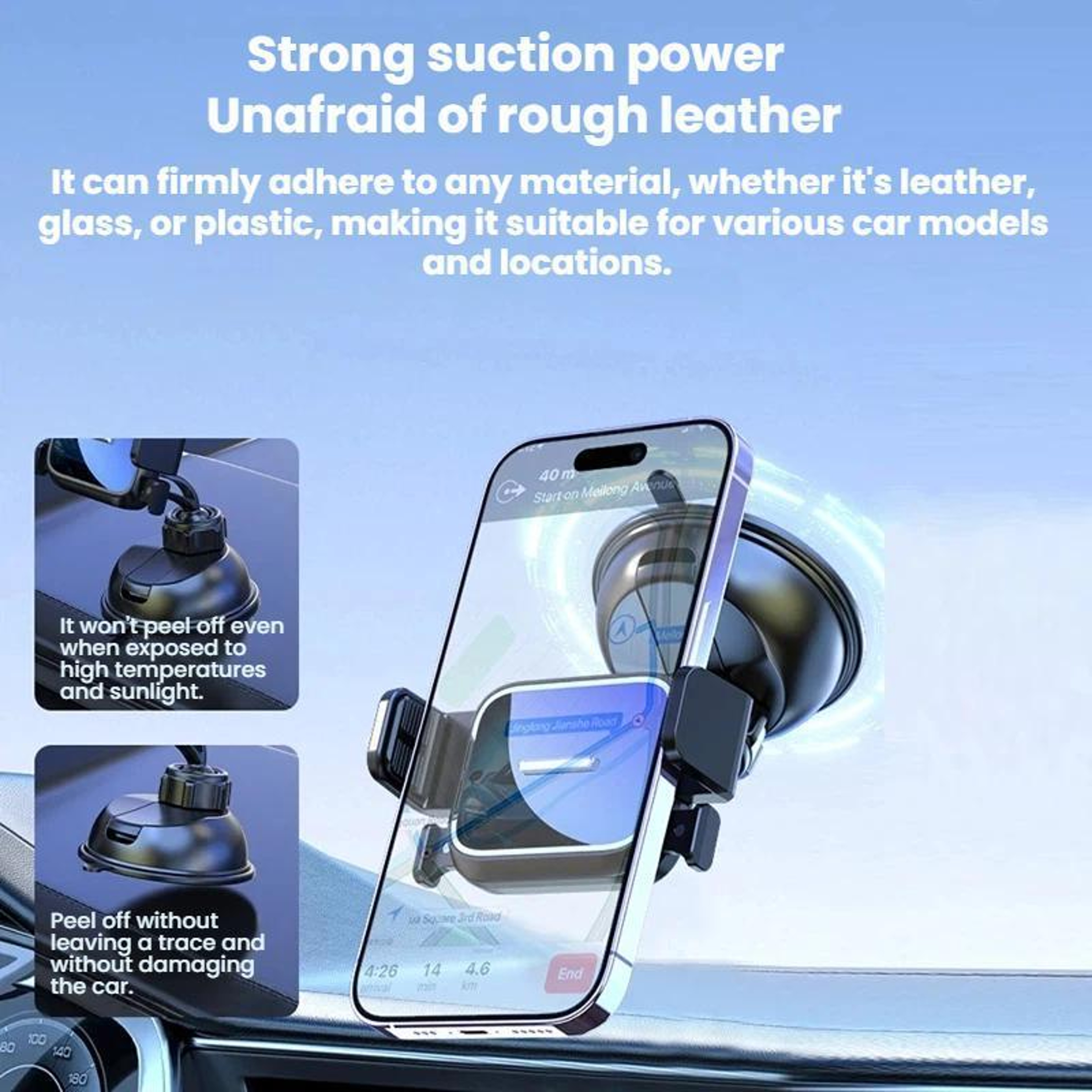 Car Phone Holder With Strong Suction Mount For Dashboard Windshield  Air Vent 5
