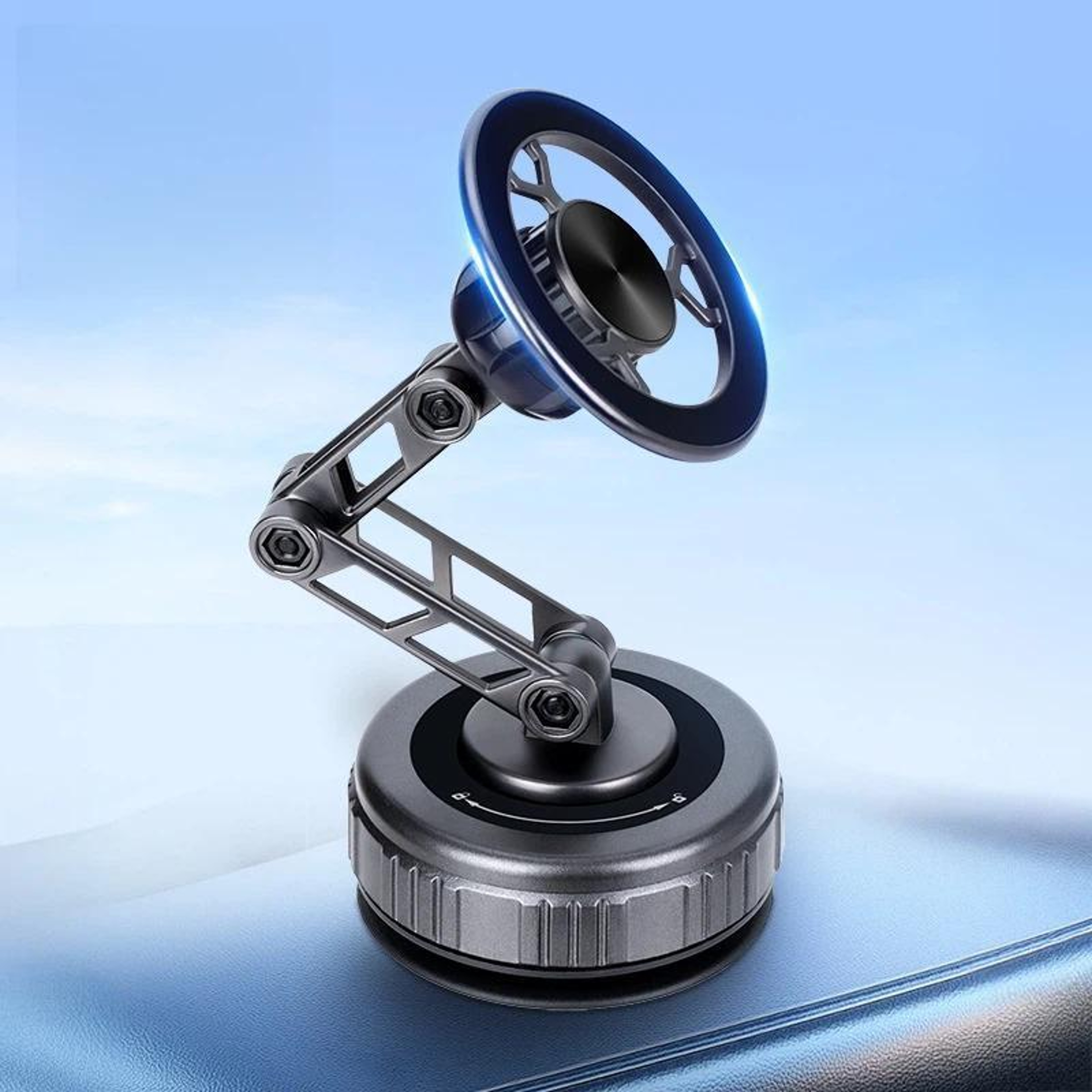 Vacuum Suction Magnetic Car Phone Holder with Adjustable Mechanical Arm – view 1