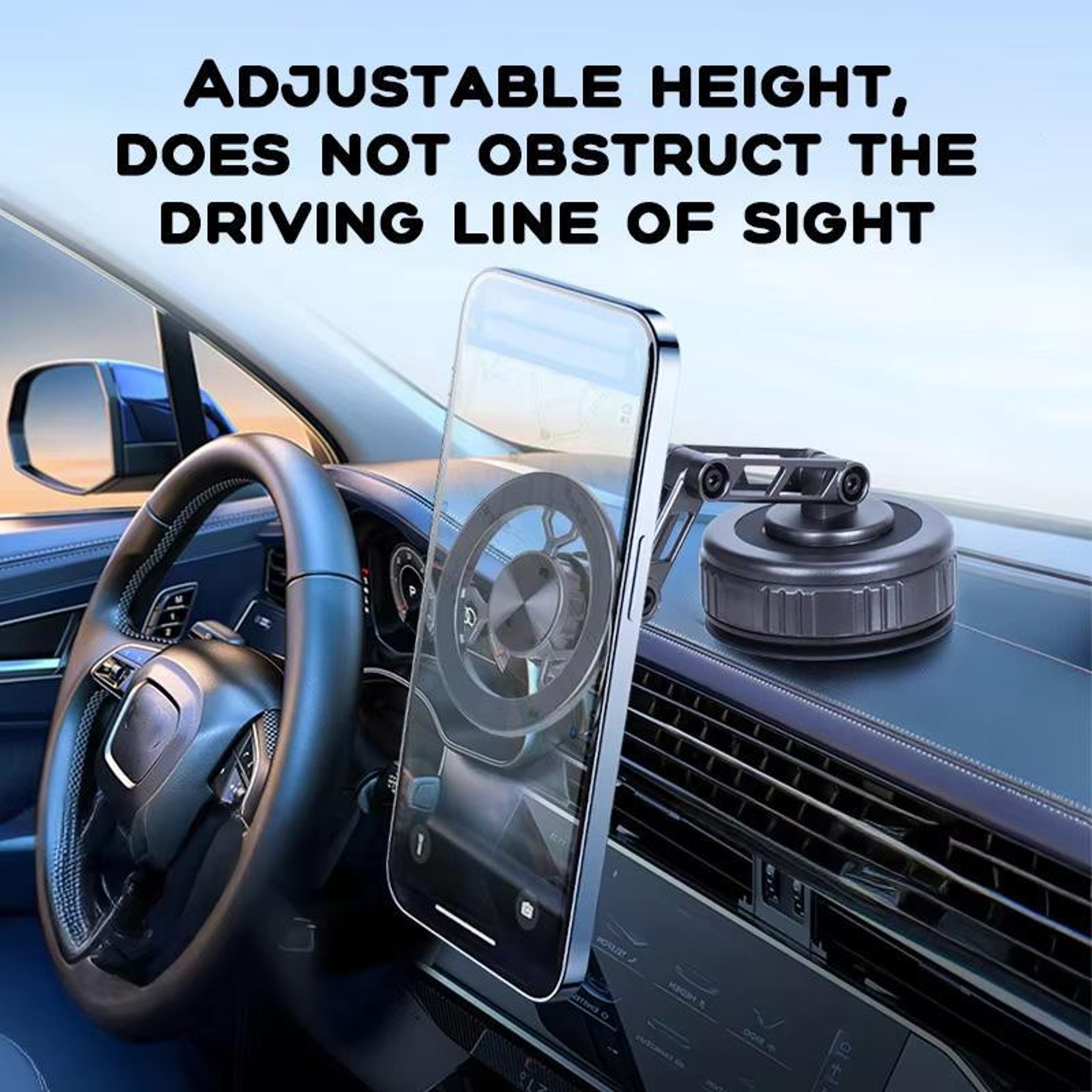Vacuum Suction Magnetic Car Phone Holder with Adjustable Mechanical Arm – view 2