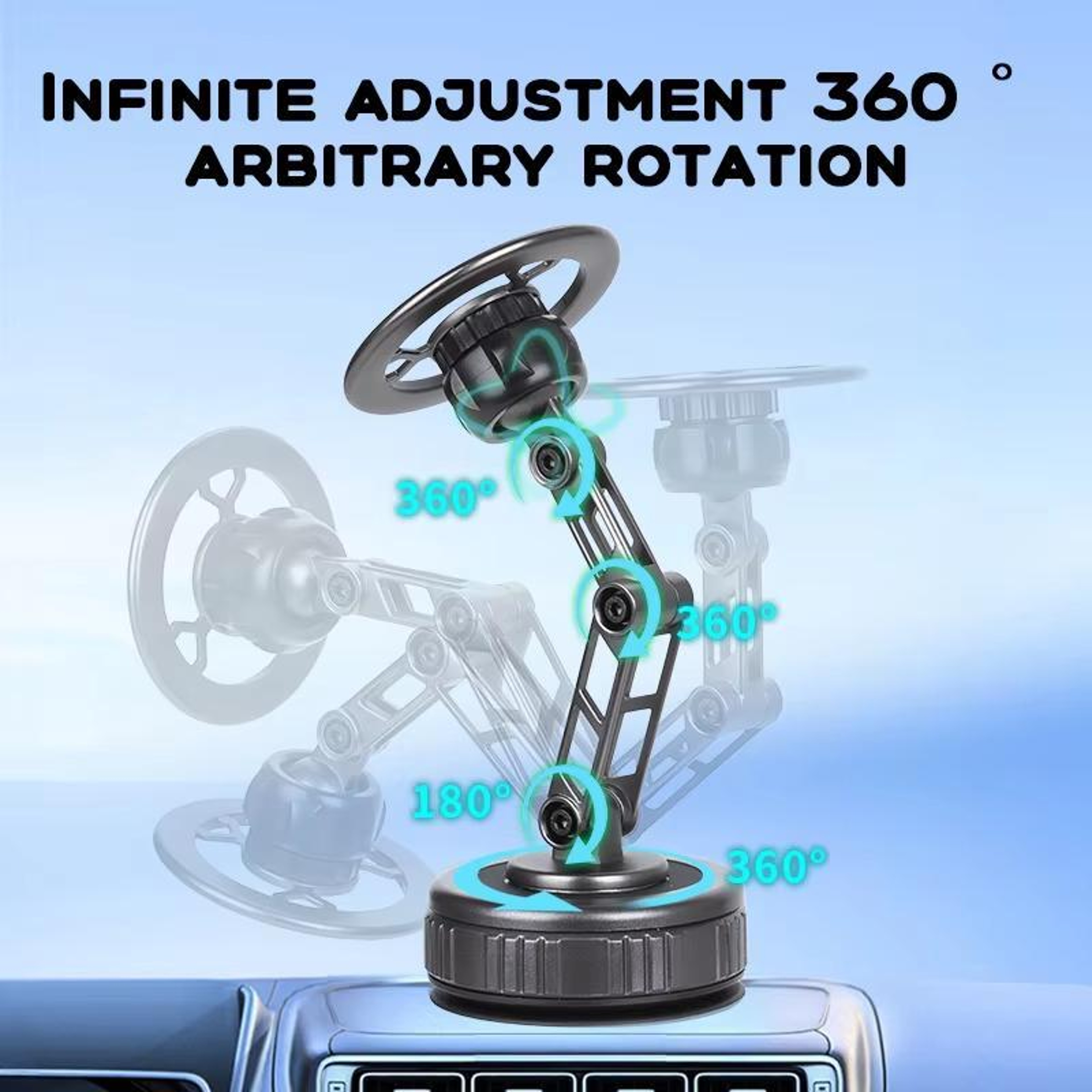 Vacuum Suction Magnetic Car Phone Holder with Adjustable Mechanical Arm – view 5