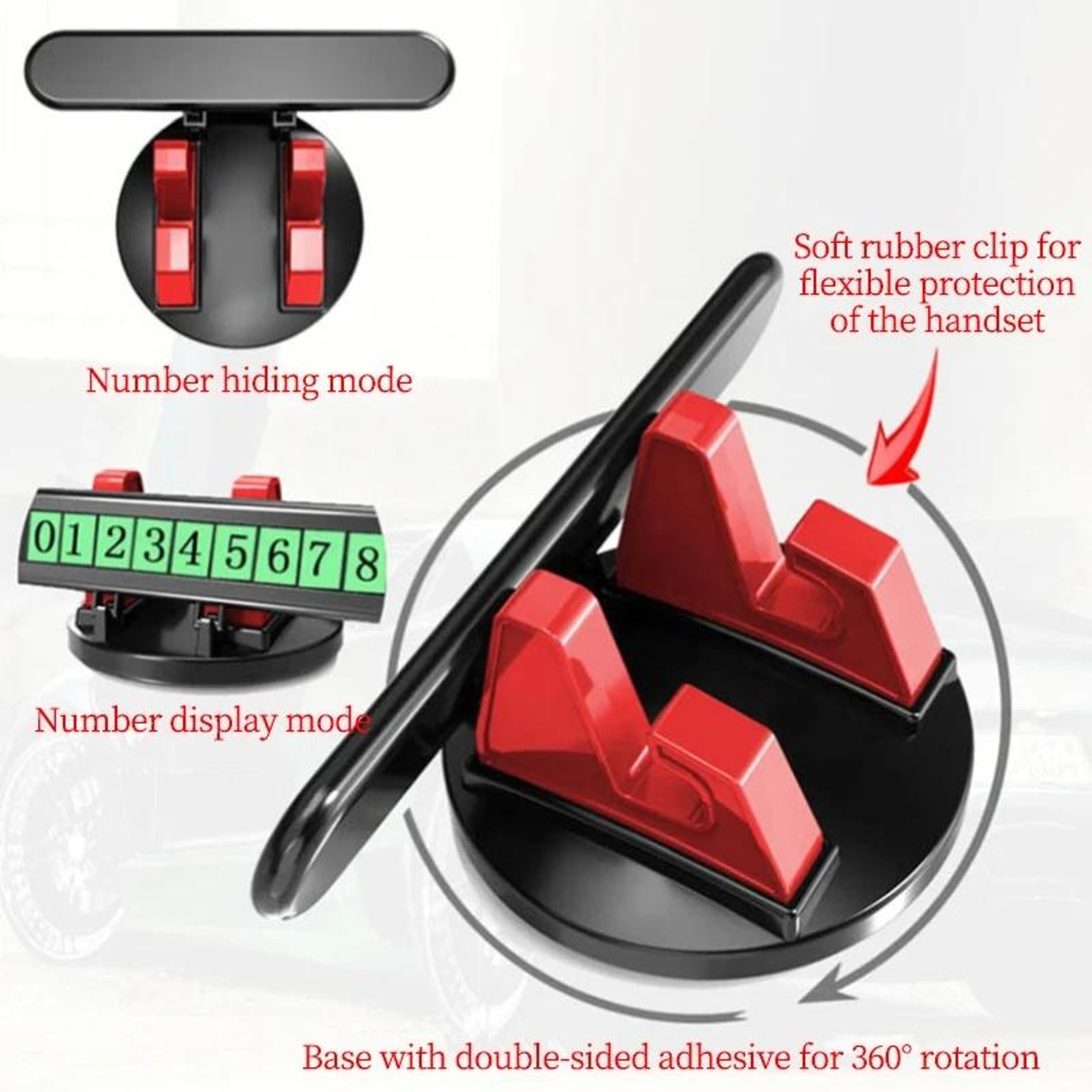 2in1 Car Phone Holder  Temporary Parking Number Plate Dashboard Mount 4
