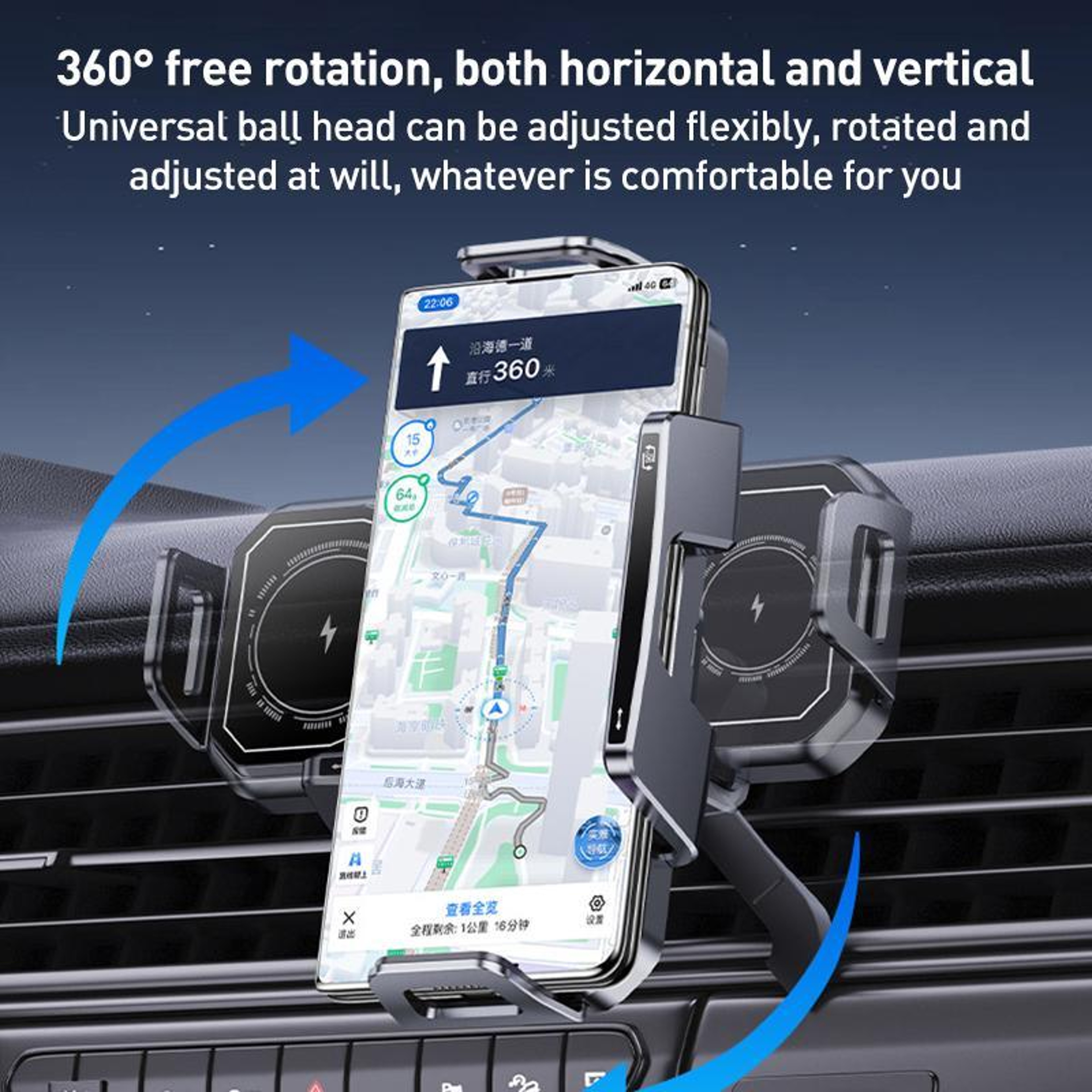 15W Wireless Charging Car Phone Holder with Electric Vacuum Grip – view 5