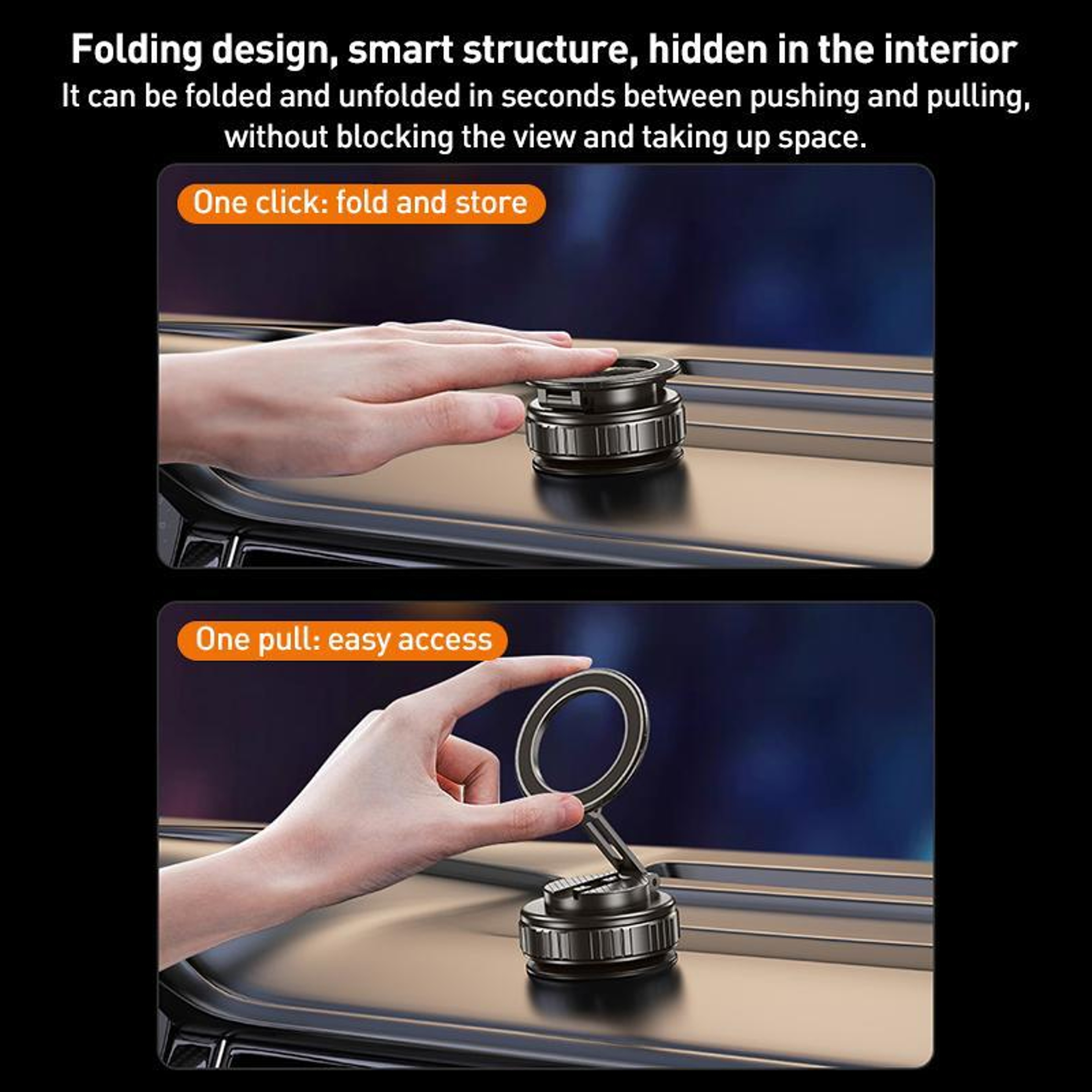 Magnetic Car Phone Holder With Vacuum Suction 360 Foldable Dashboard Phone Mount 3