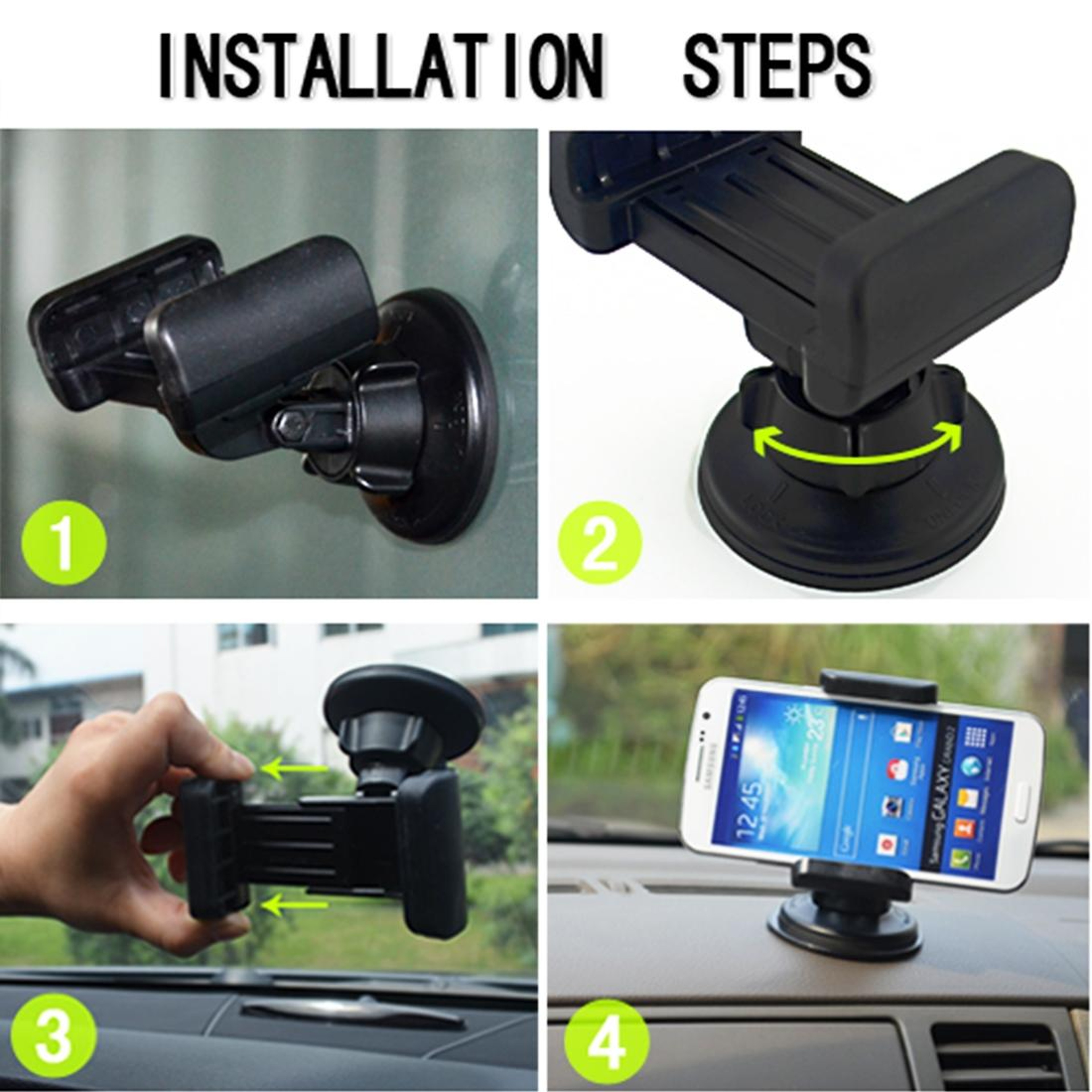 Universal Car Phone Holder With 360 Suction Cup Windshield  Dashboard Mount 2