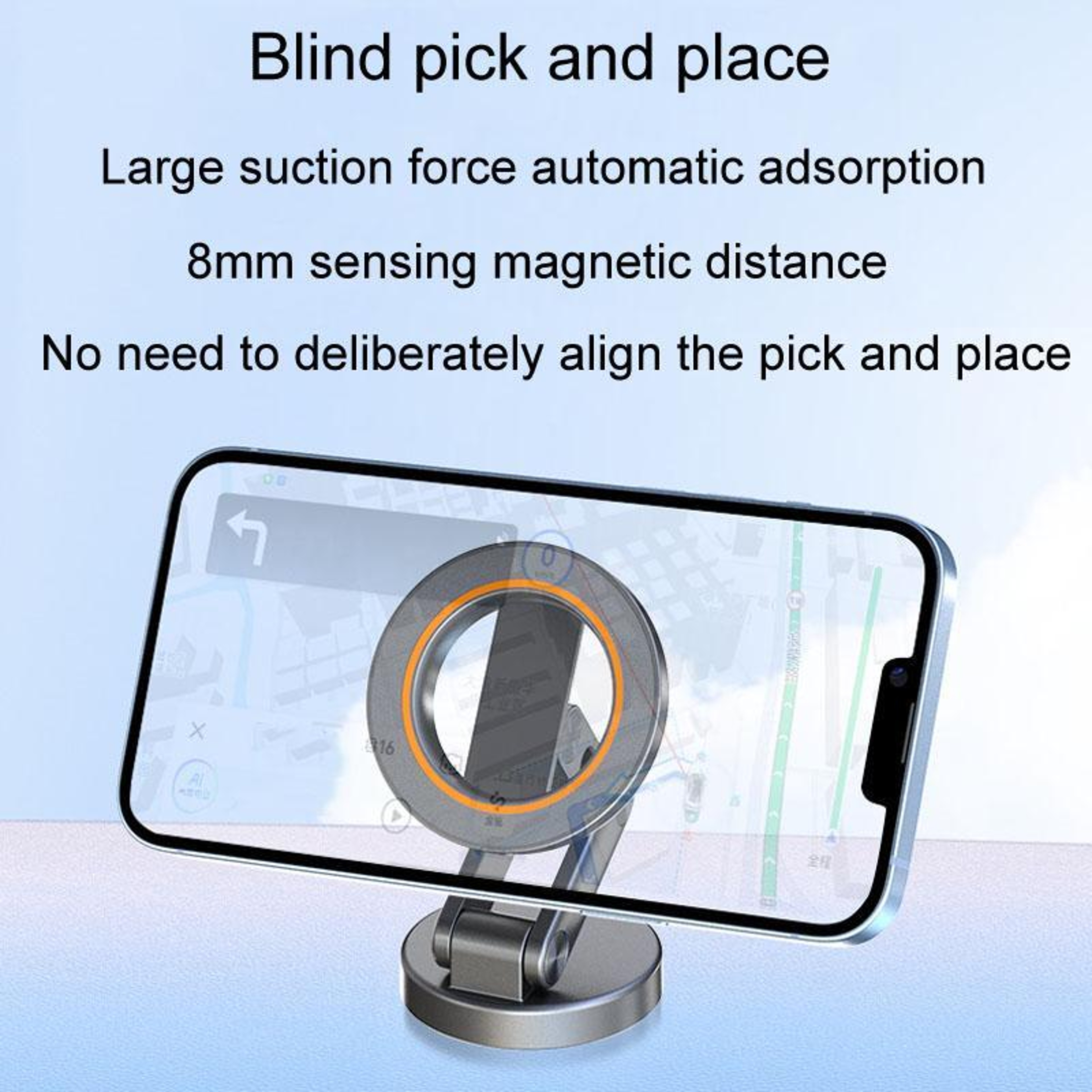 Universal Magnetic Car Phone Holder Foldable Rotating Dashboard Phone Mount – view 5