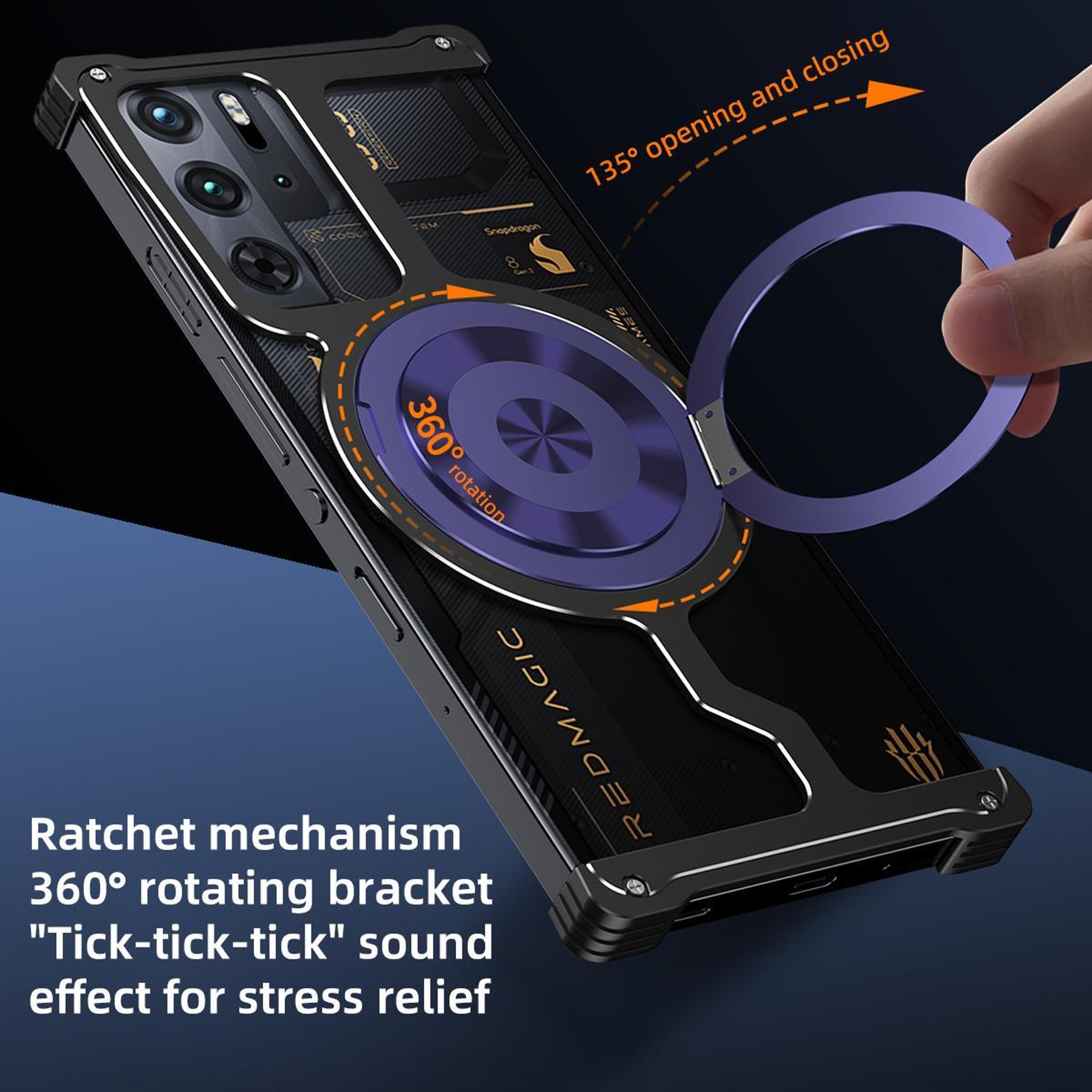 Red Magic 10 Pro 9 Pro Magnetic Phone Case Armor Alloy Metal Phone Case with 360 Degree Ring Stand – view 5