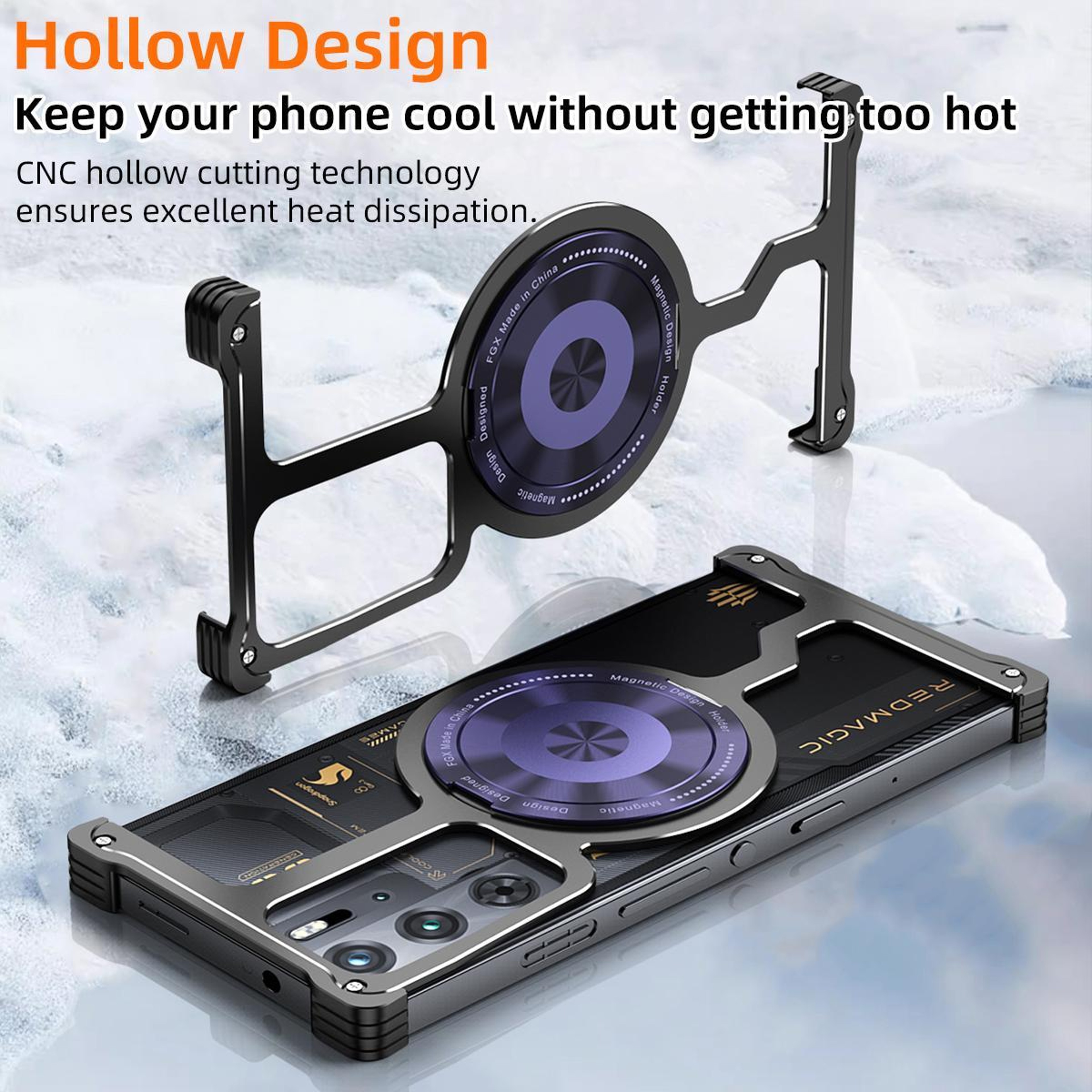 Red Magic 10 Pro 9 Pro Magnetic Phone Case Armor Alloy Metal Phone Case with 360 Degree Ring Stand – view 8