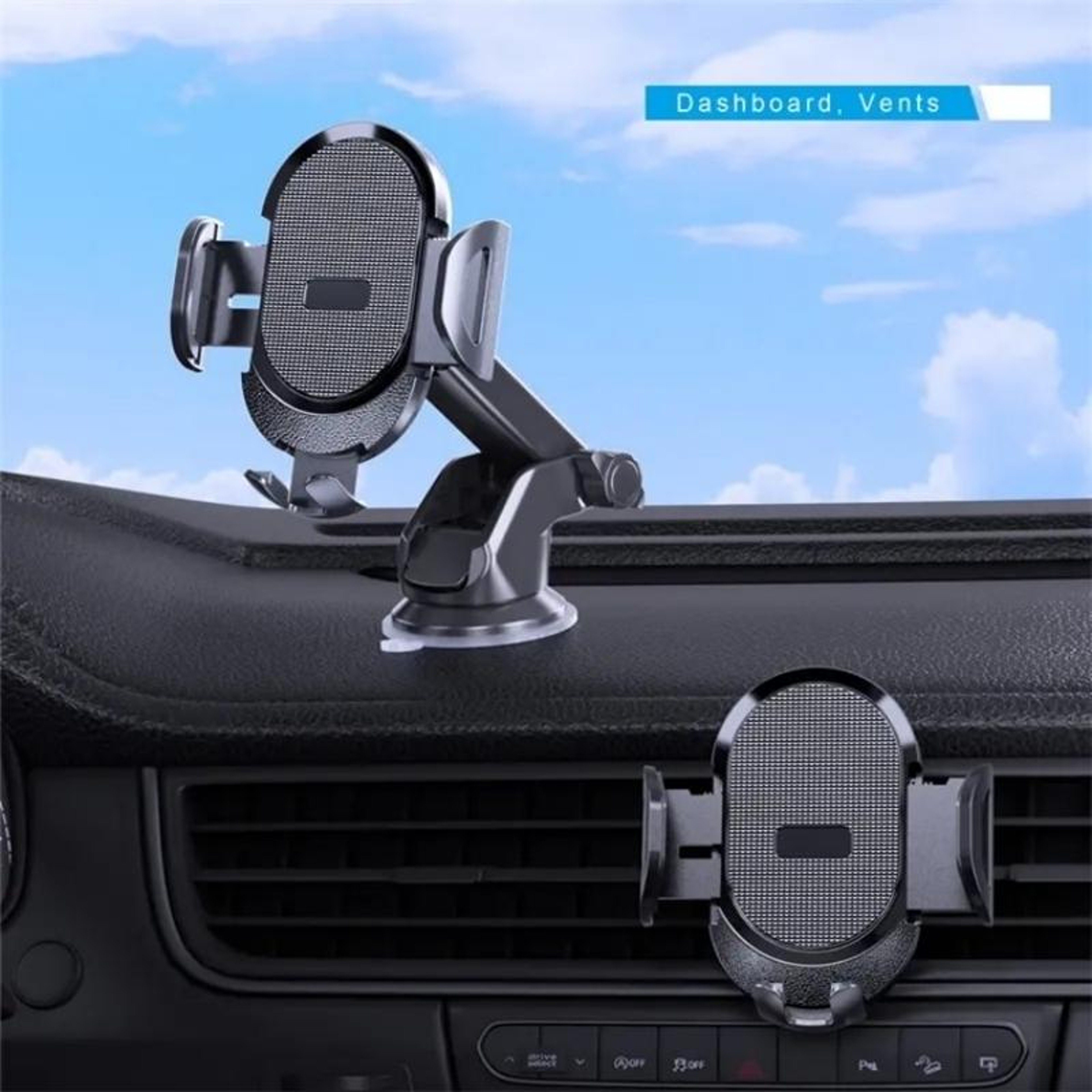D33 Car Phone Holder Gravity Dashboard Phone Mount With Suction Cup And Air Vent Clip 2