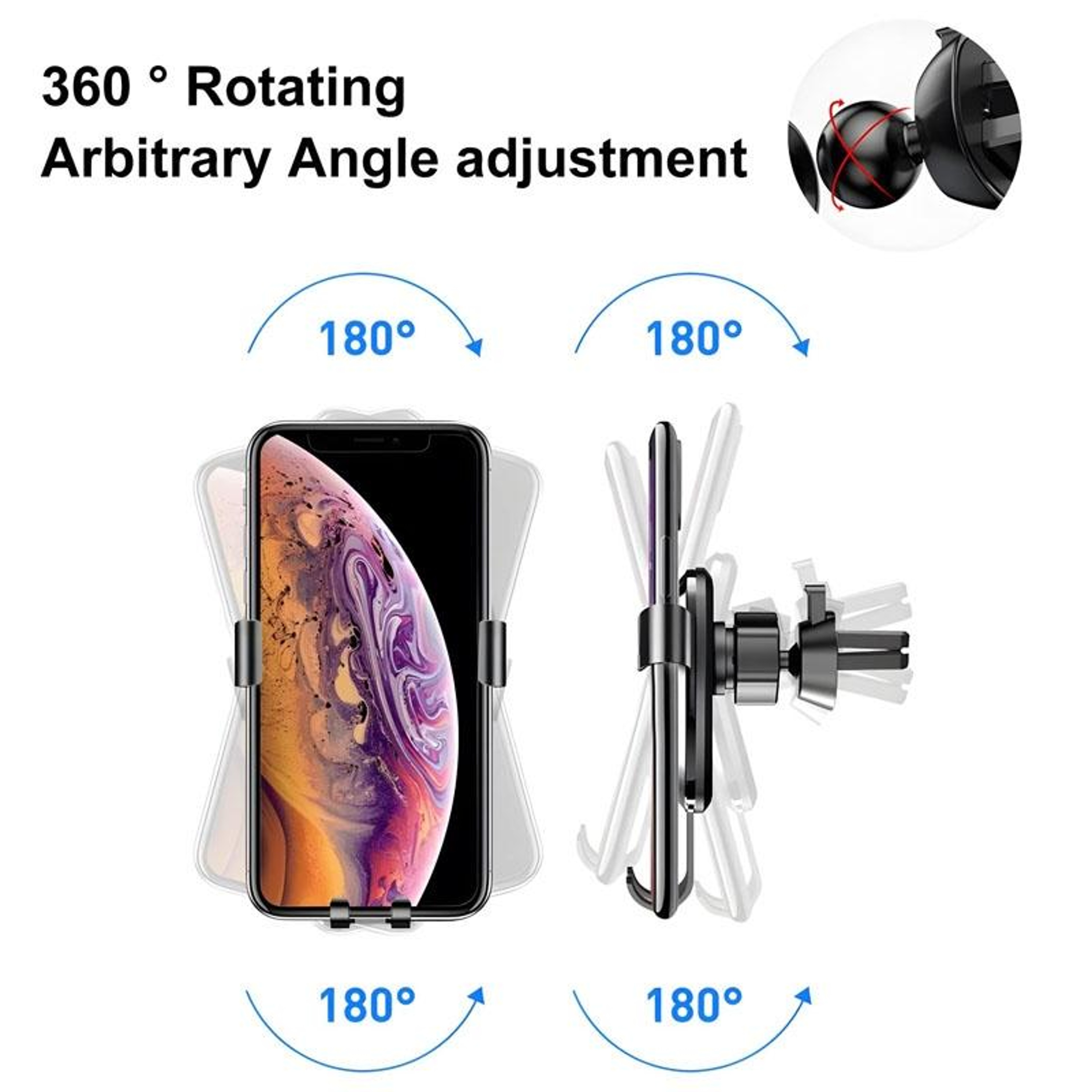 Universal Car Phone Holder Gravity Air Vent Mount With 360 Rotation For 47 To 66 Inch Smartphones 5