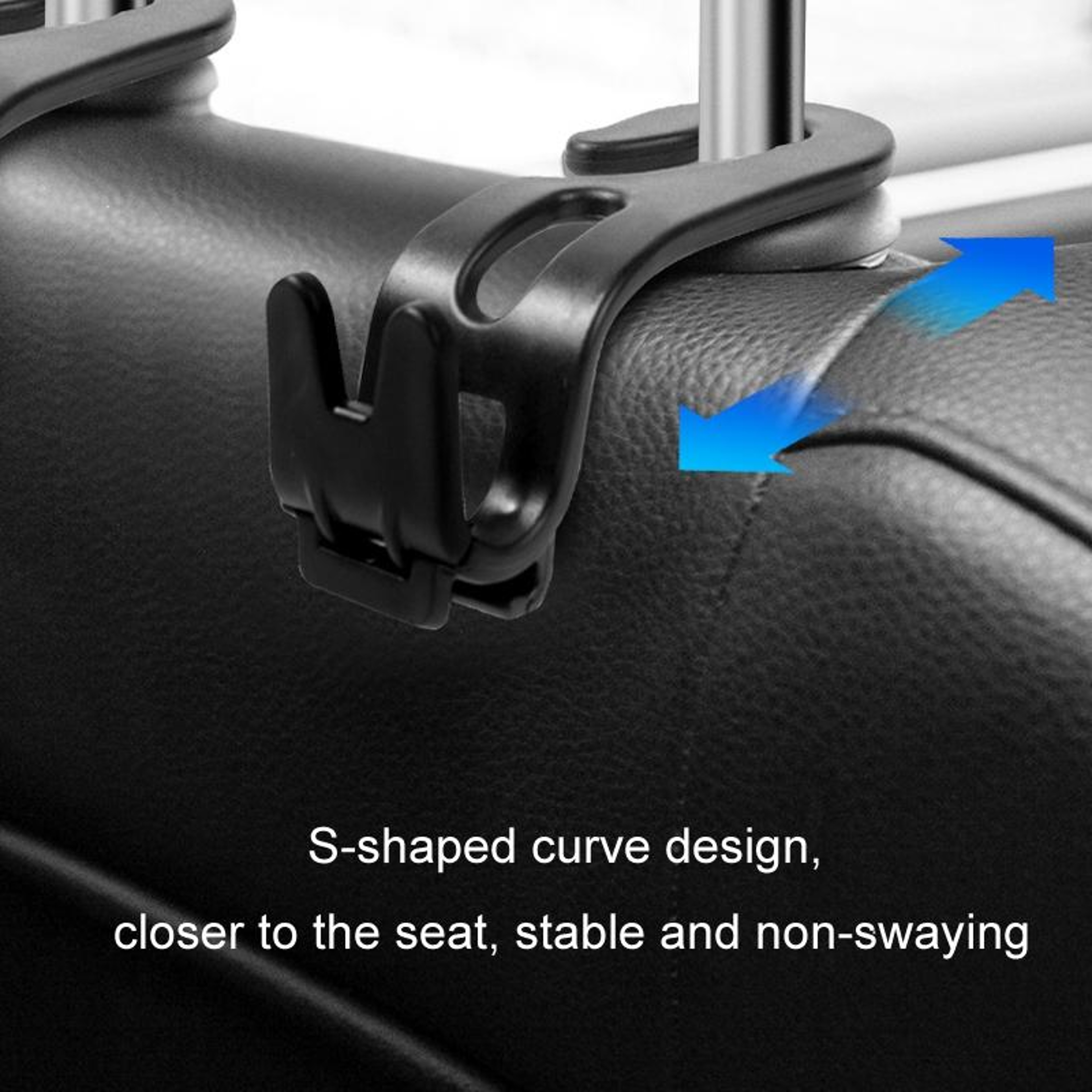 3PCS Car Seat Headrest Hook Foldable Car Headrest Hook With Phone Holder Heavy Duty Bag Organizer 4