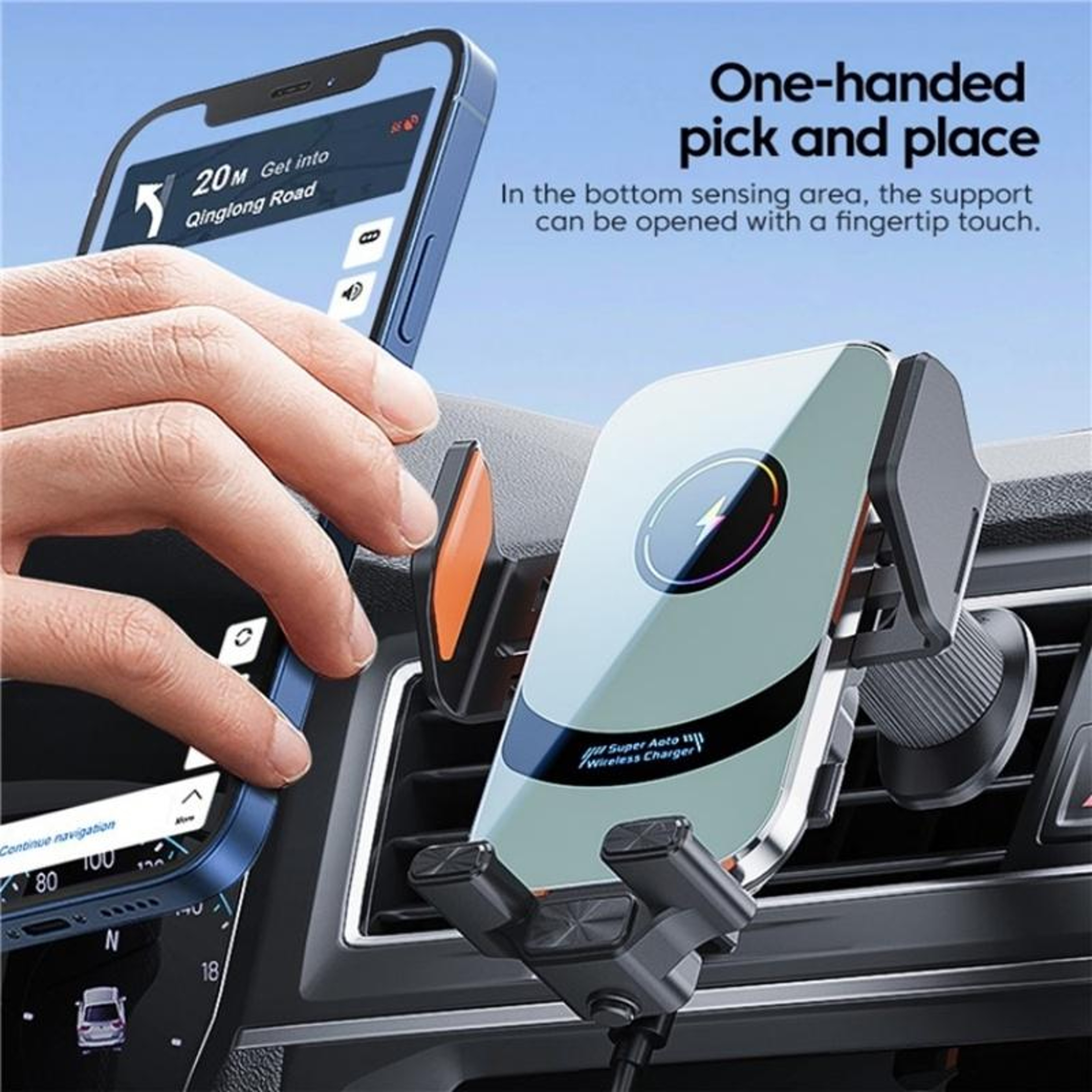 X16 Magnetic Car Phone Mount Smart Sensor Wireless Car Charger Auto Clamp Fast Charging Holder 2