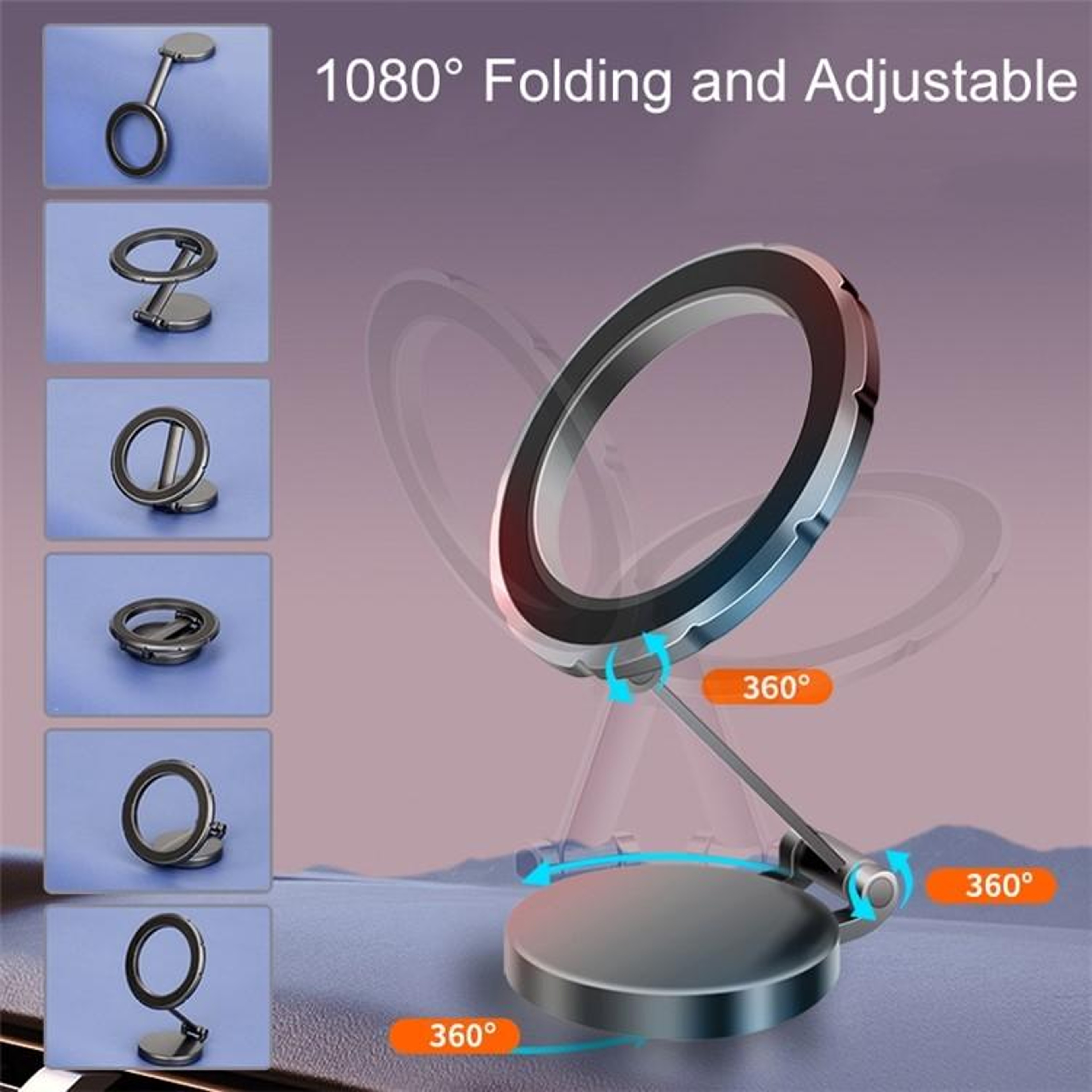 Foldable Magnetic Car Phone Holder Dashboard Suction Cup MagSafe Car Mount 2