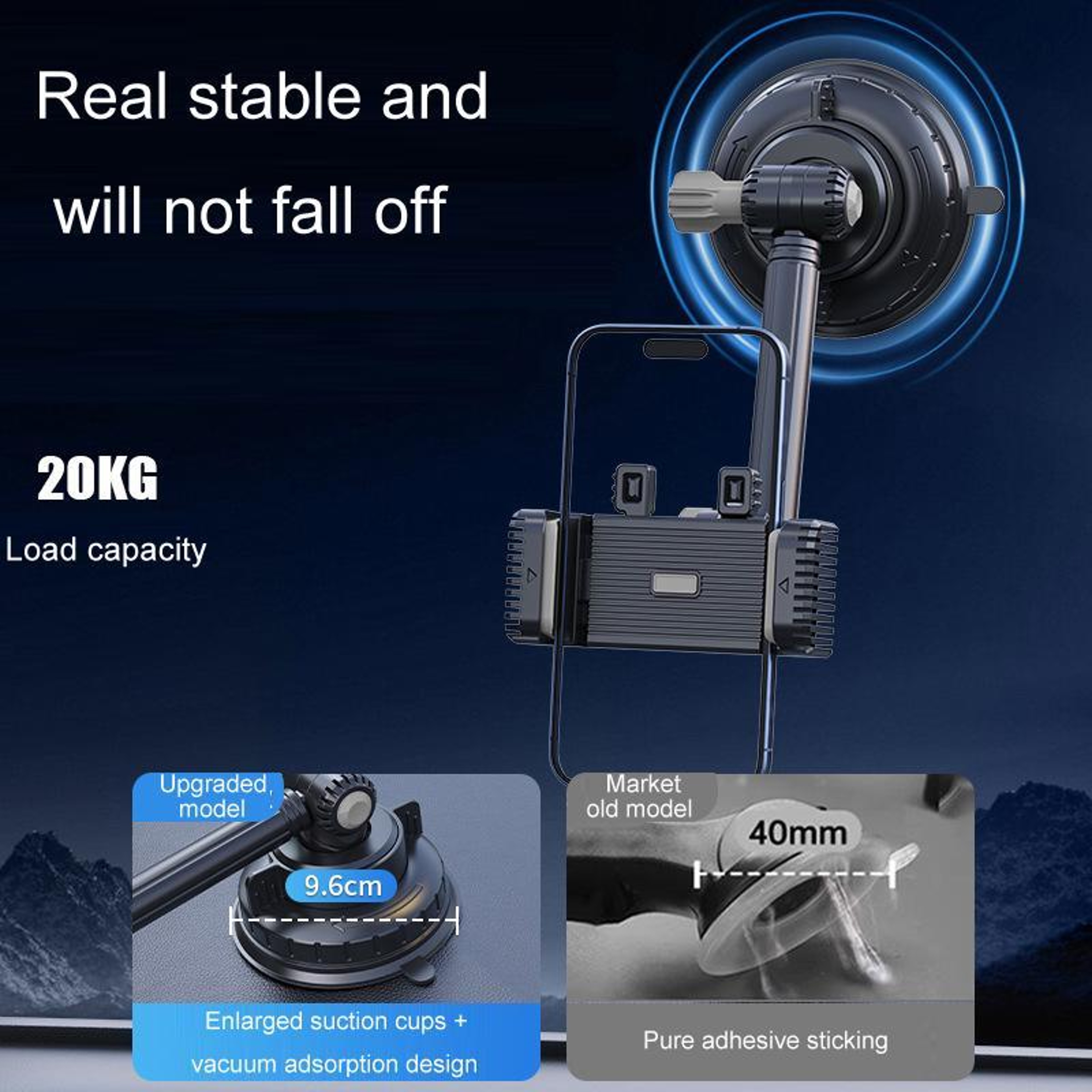 Powerful Car Phone Holder Windshield Suction Cup Phone Holder Adjustable Navigation Mount 1